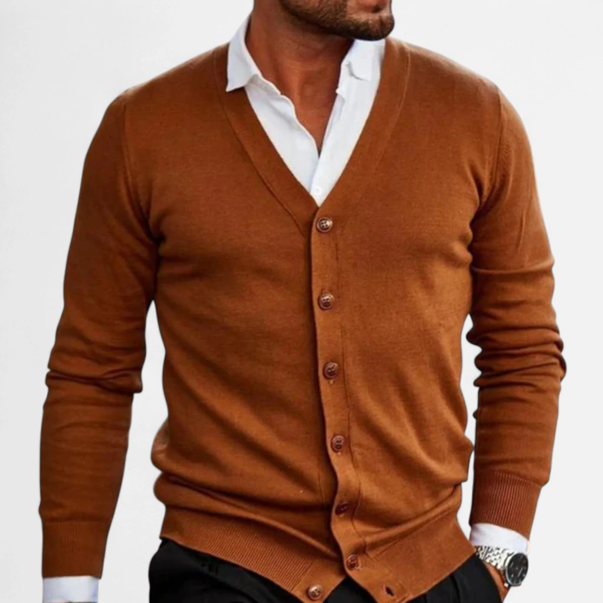 Men’s Cardigan – Modern Cotton-Blend Vest Fit - Image 3