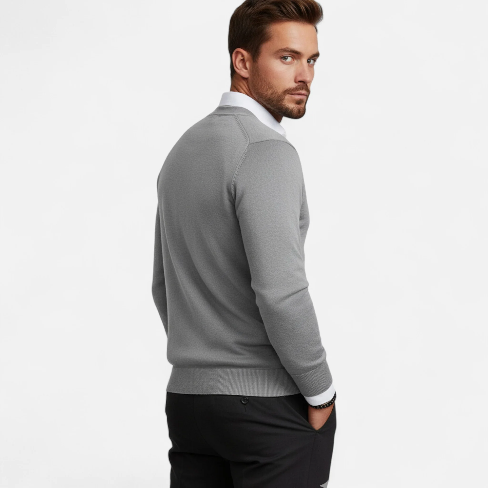 Men’s Cardigan – Modern Cotton-Blend Vest Fit - Image 6