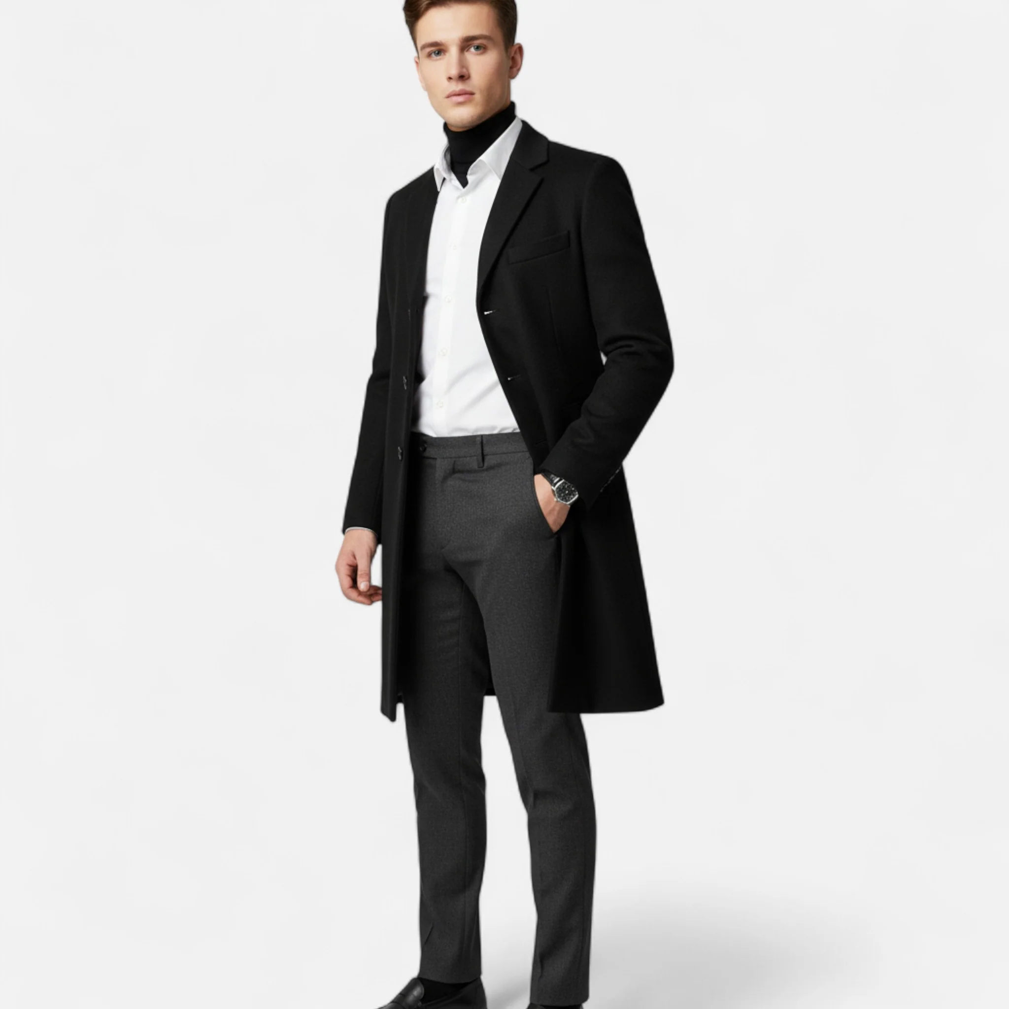 Men’s Classic Single-Breasted Trench Coat - Image 5