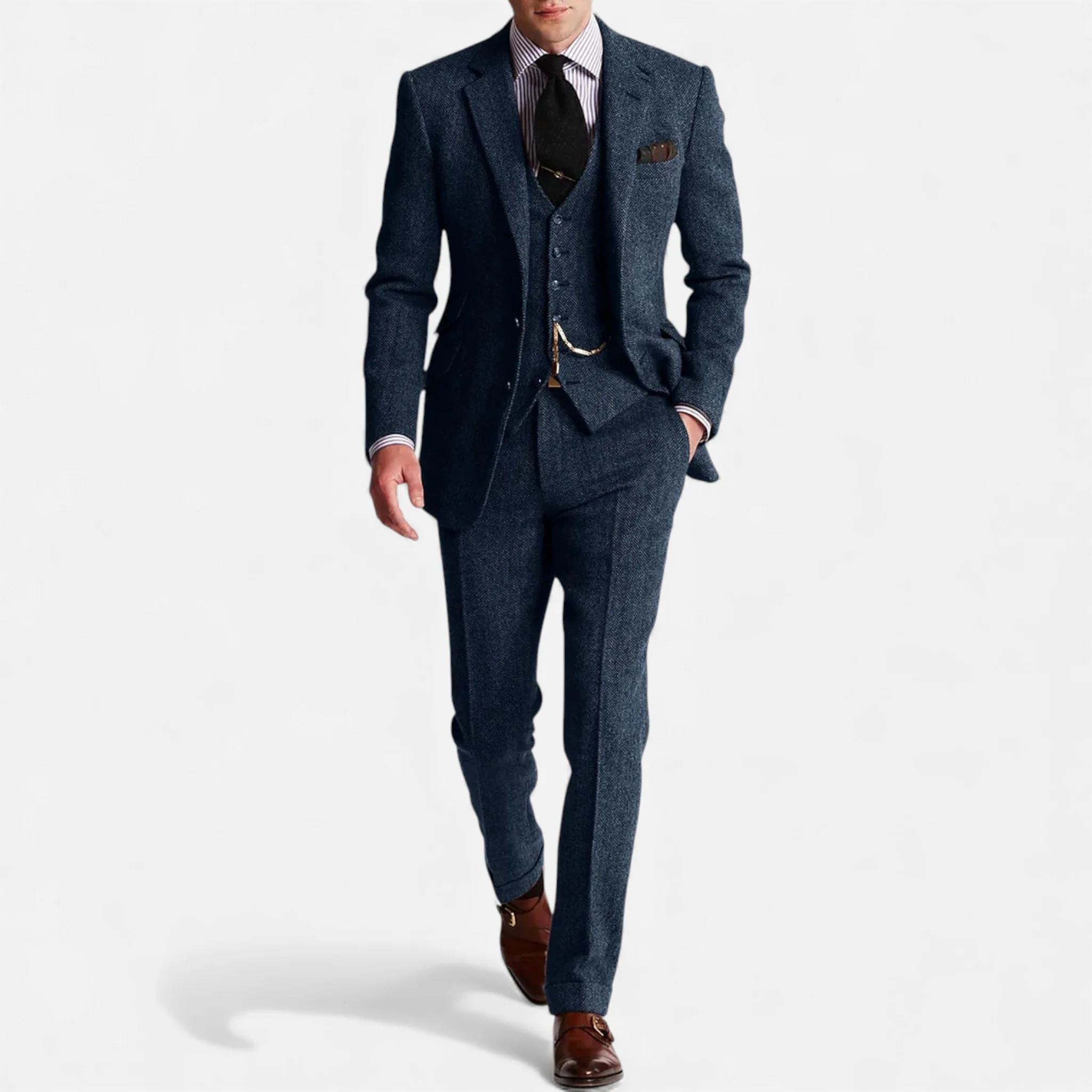 Men’s Classic Three-Piece Tweed Suit - Image 4