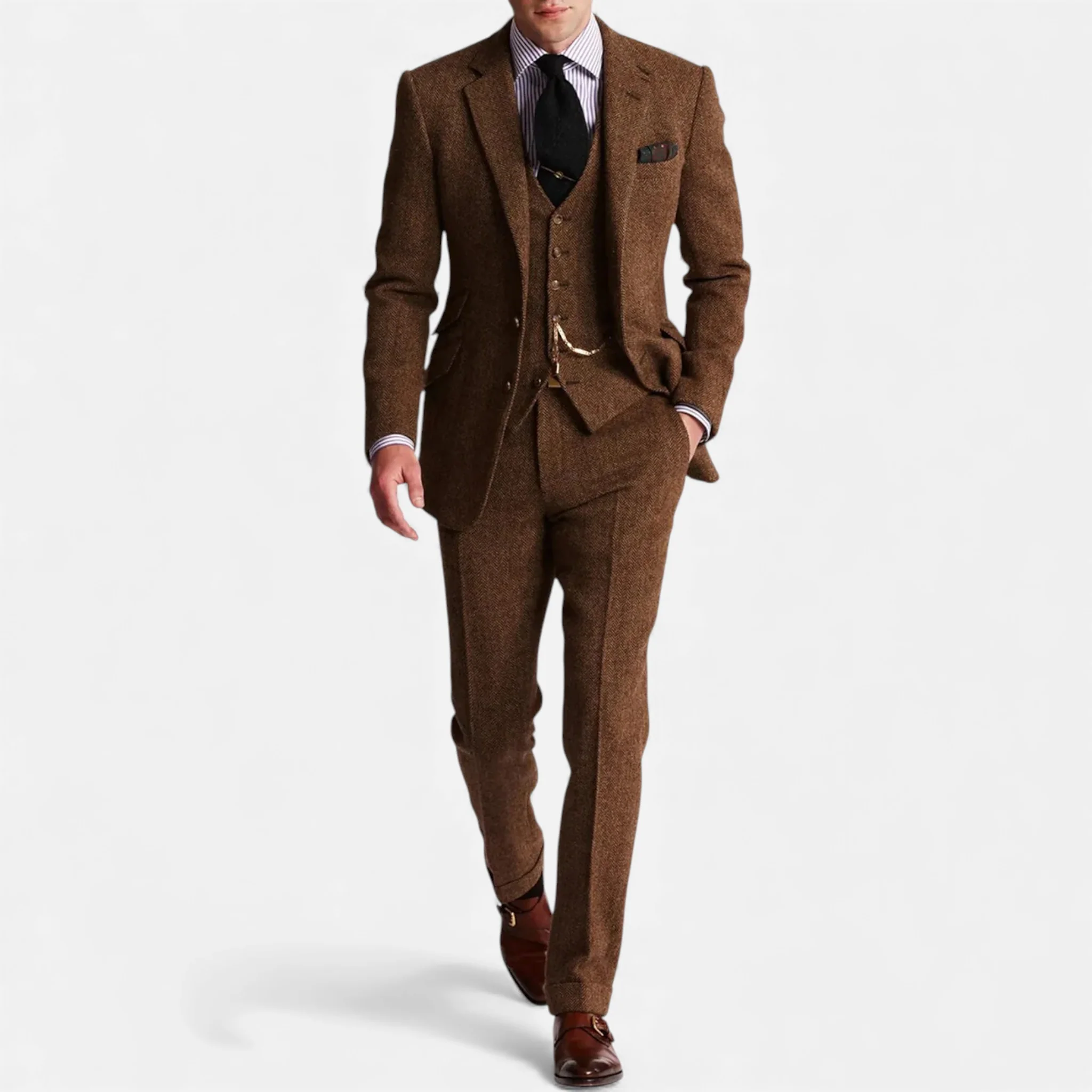 Men’s Classic Three-Piece Tweed Suit - Image 5