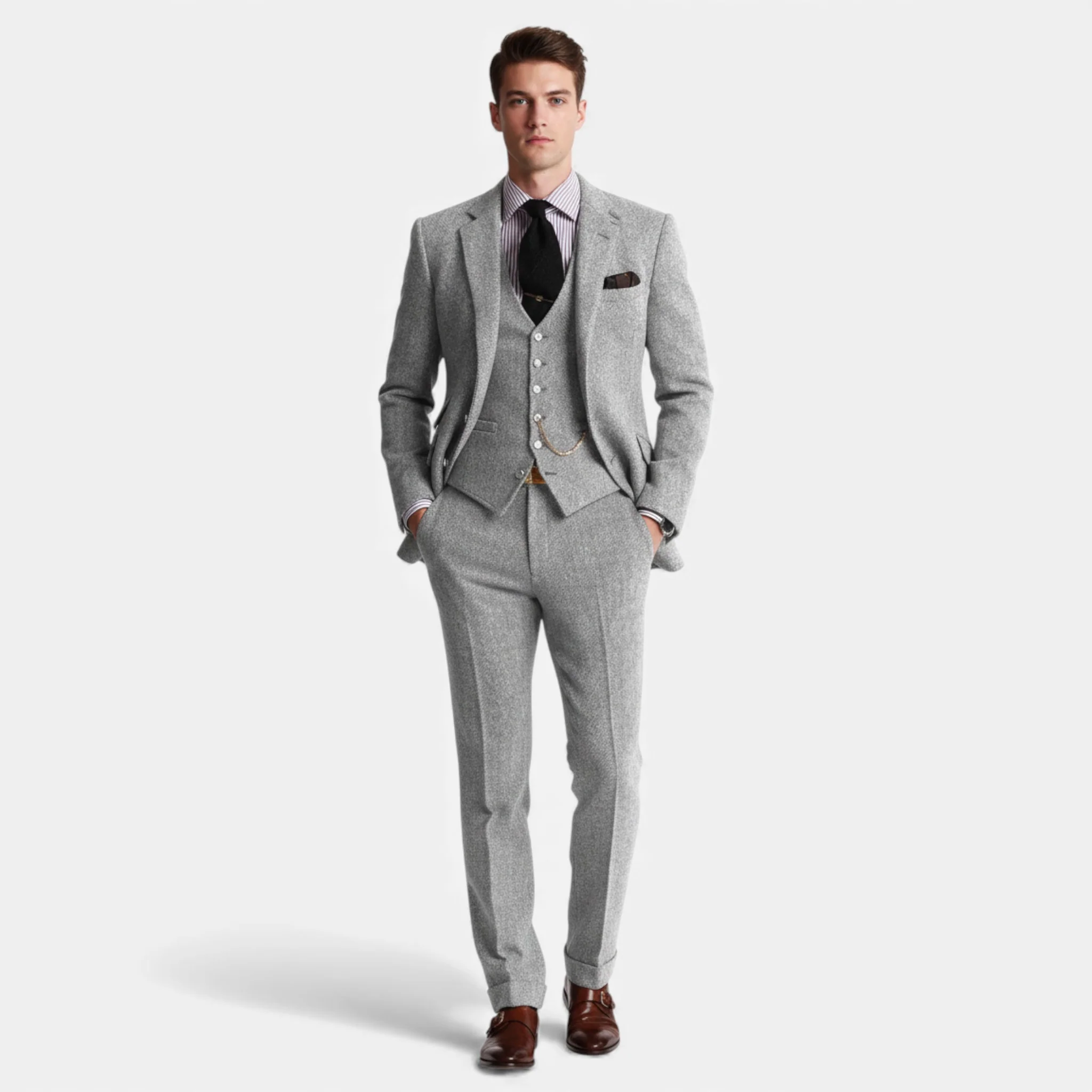 Men’s Classic Three-Piece Tweed Suit - Image 6