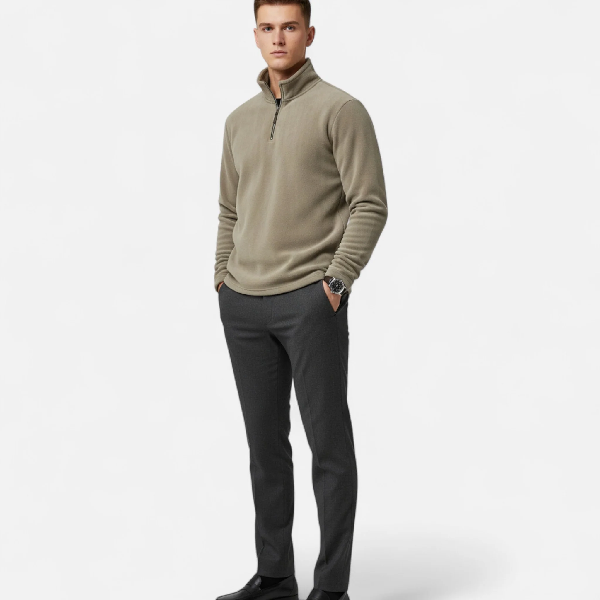 Men’s Half-Zip Long-Sleeve Sweater - Image 9