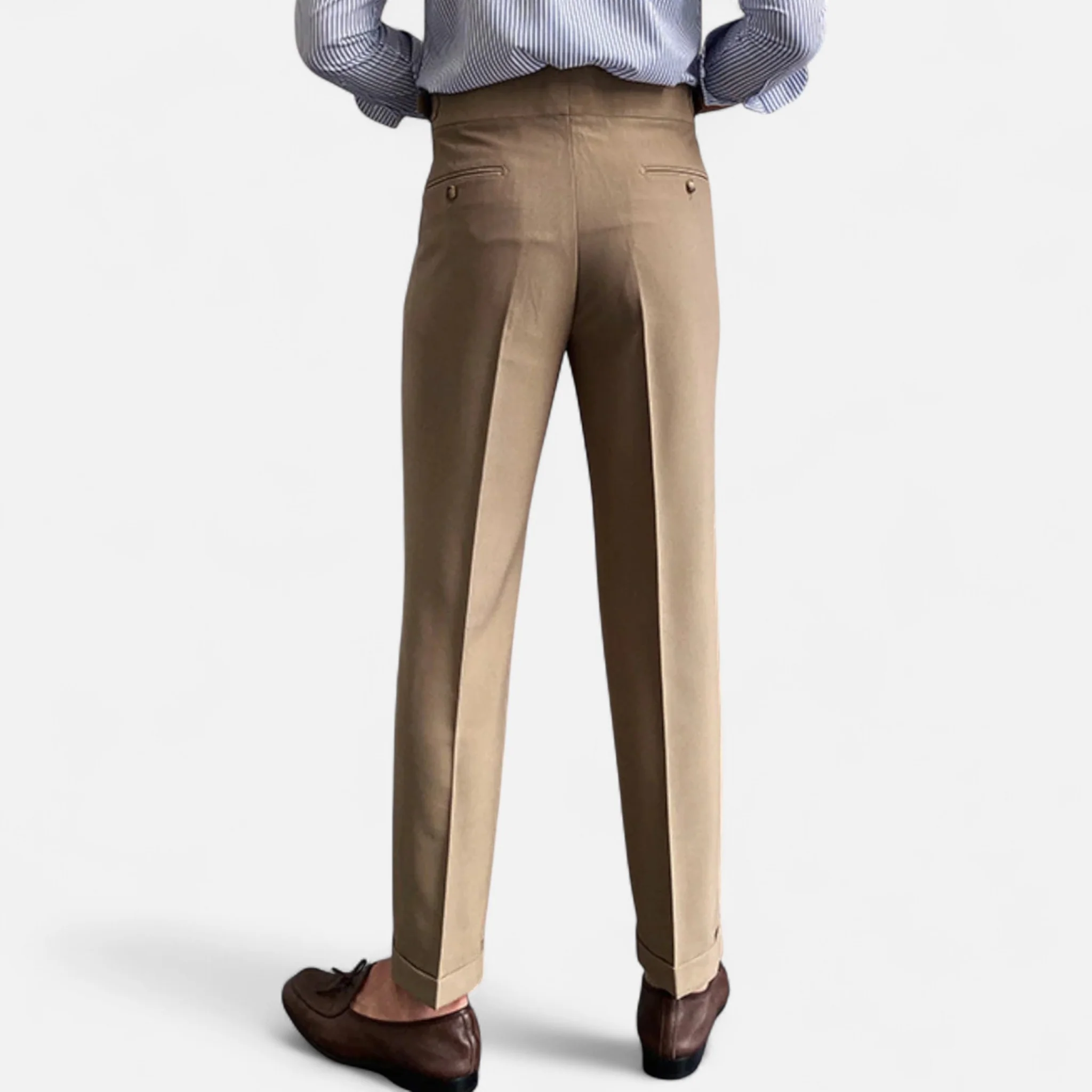 Men’s High-Waist Straight-Leg Draped Trousers - Image 10
