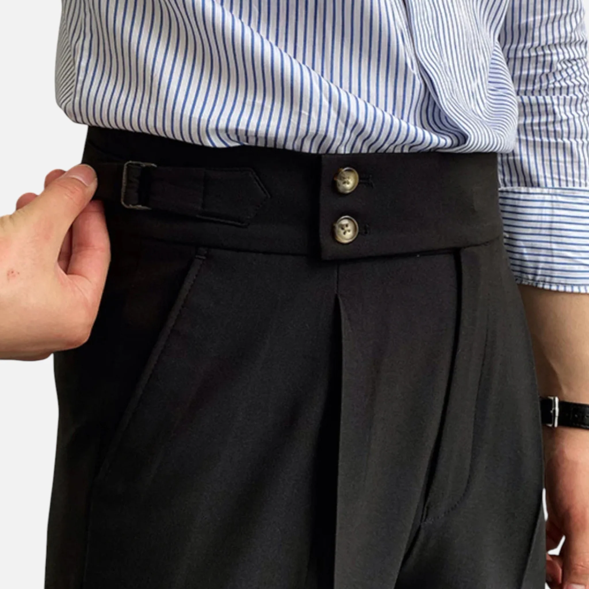 Men’s High-Waist Straight-Leg Draped Trousers - Image 3