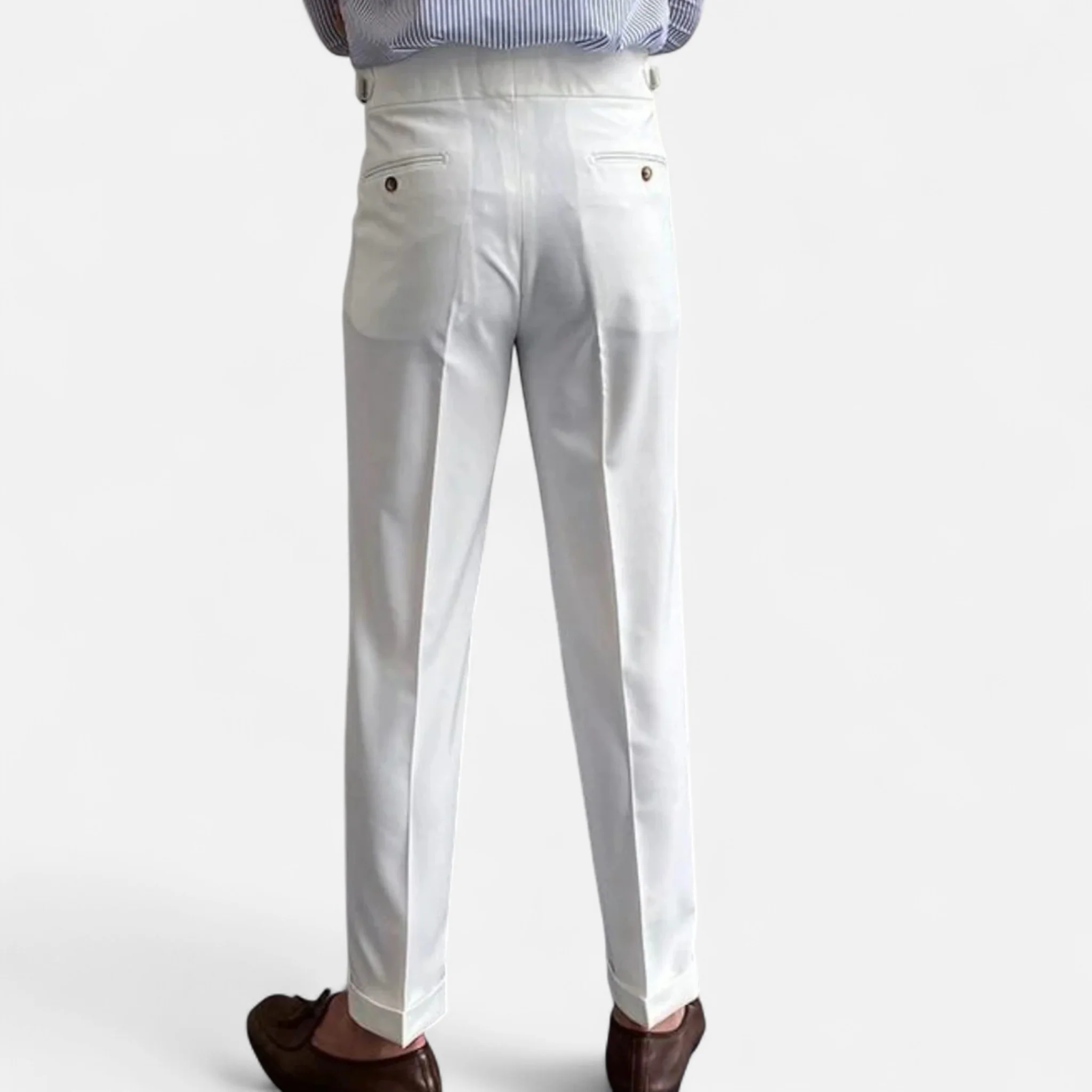 Men’s High-Waist Straight-Leg Draped Trousers - Image 5