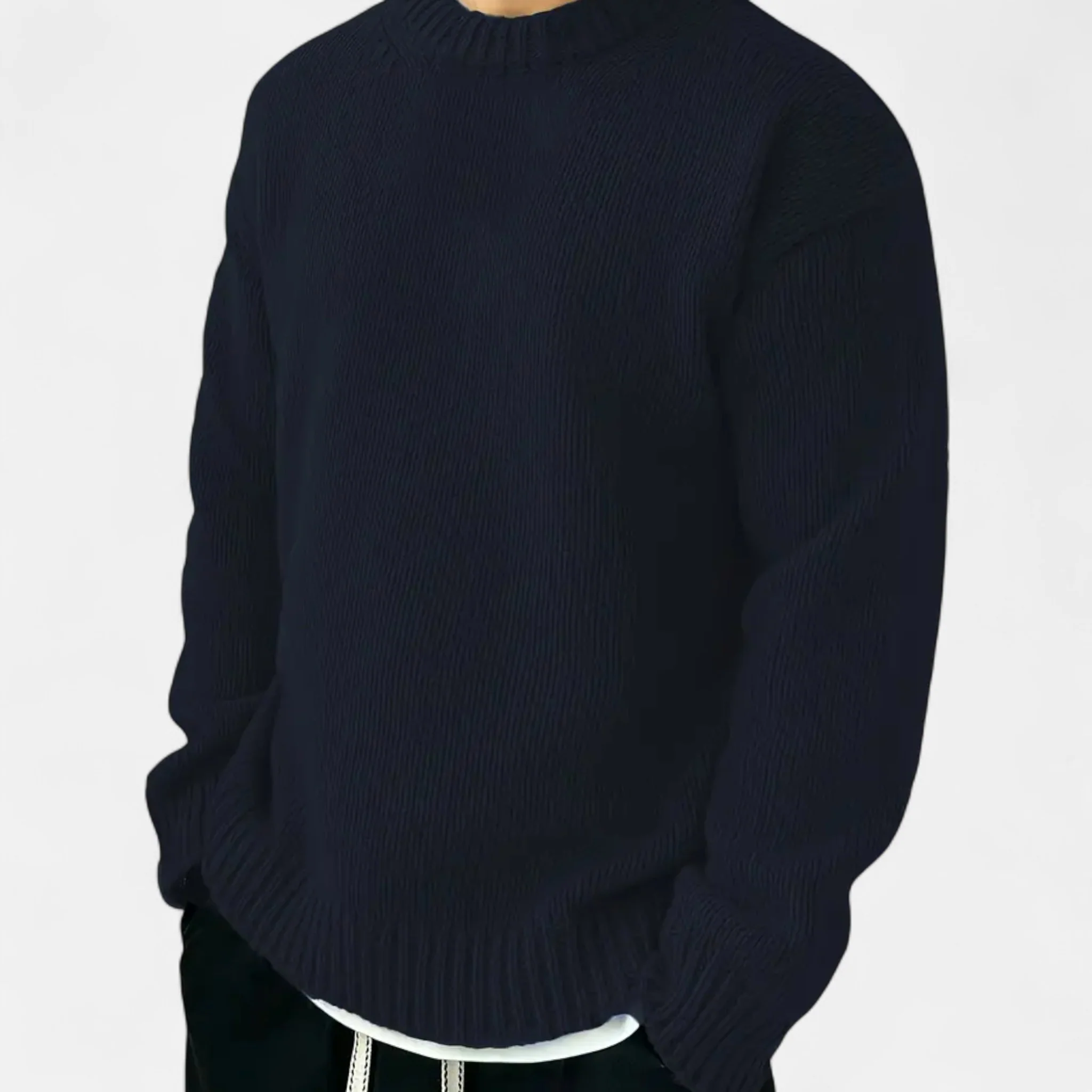 Men’s Knitted Long-Sleeve Crew Neck Sweater - Image 3