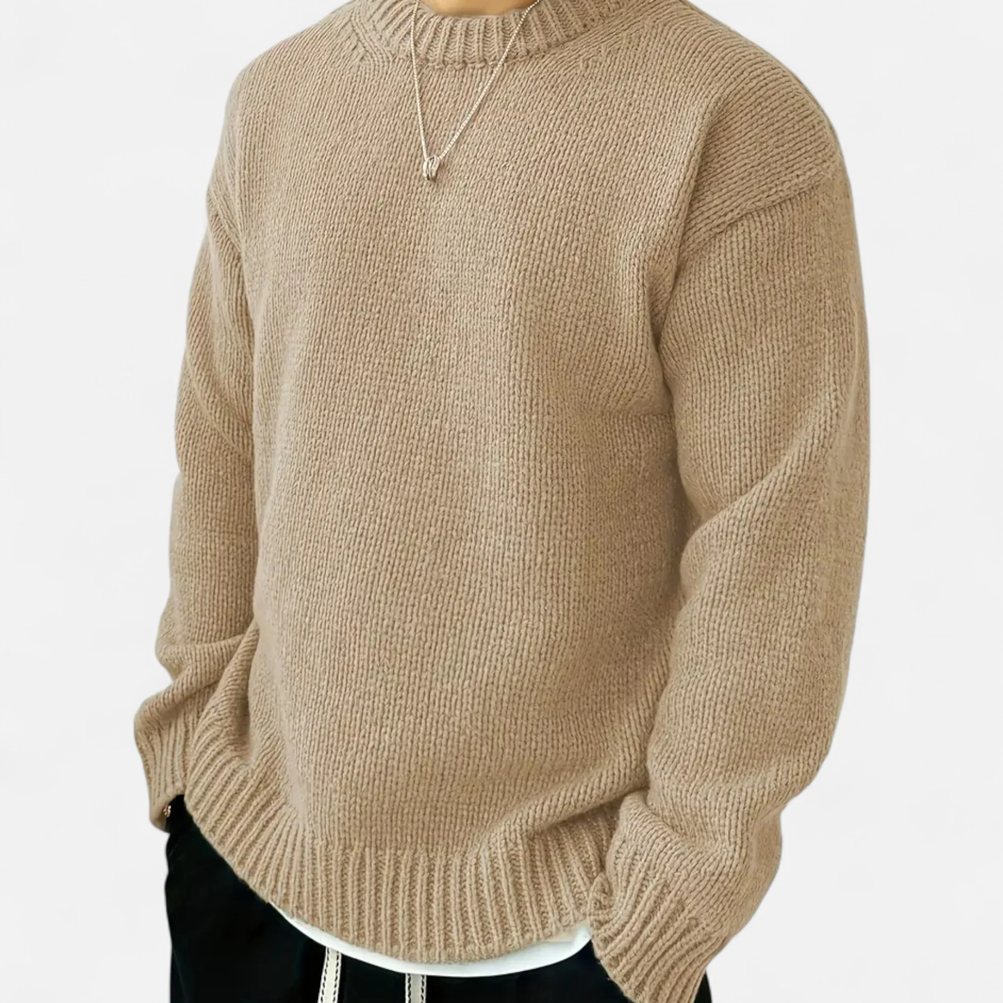 Men’s Knitted Long-Sleeve Crew Neck Sweater - Image 4
