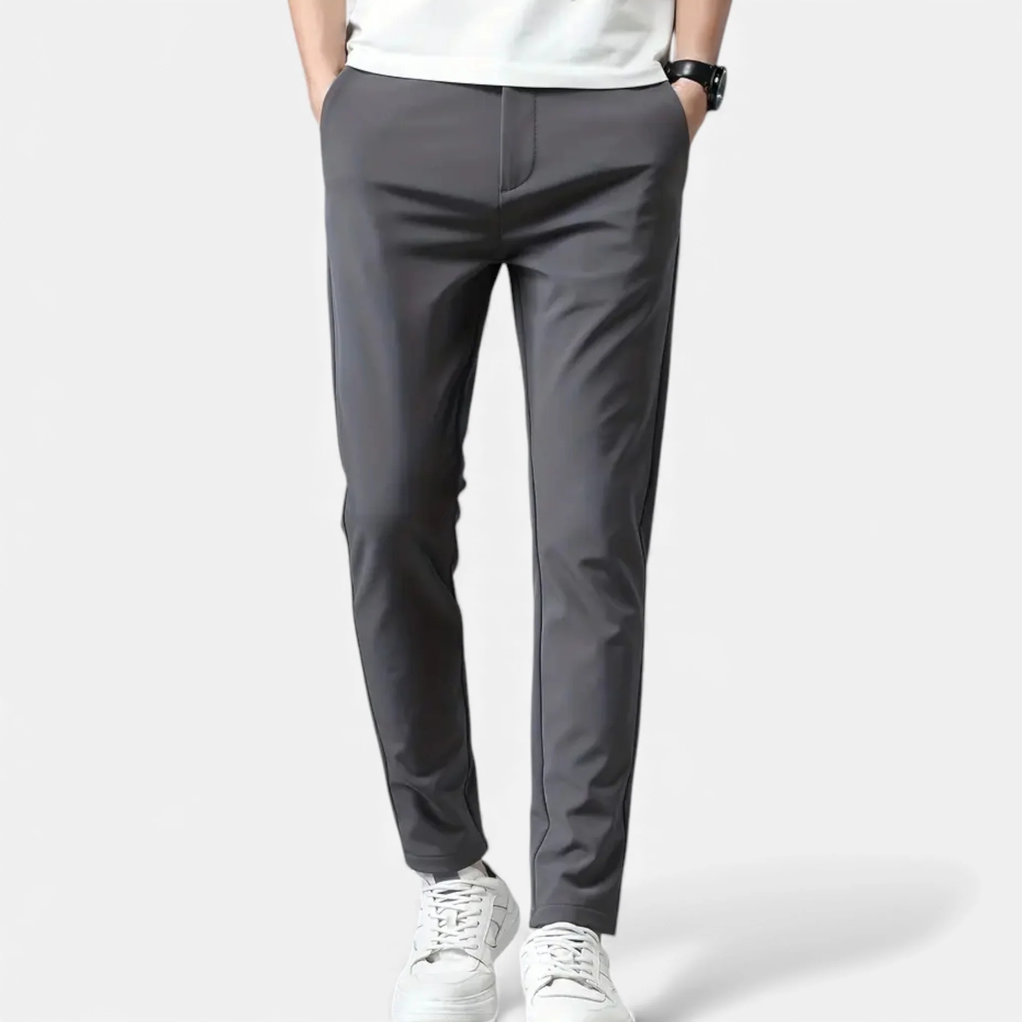 Men’s Mid-Rise Straight Leg Slim Fit Trousers - Image 3