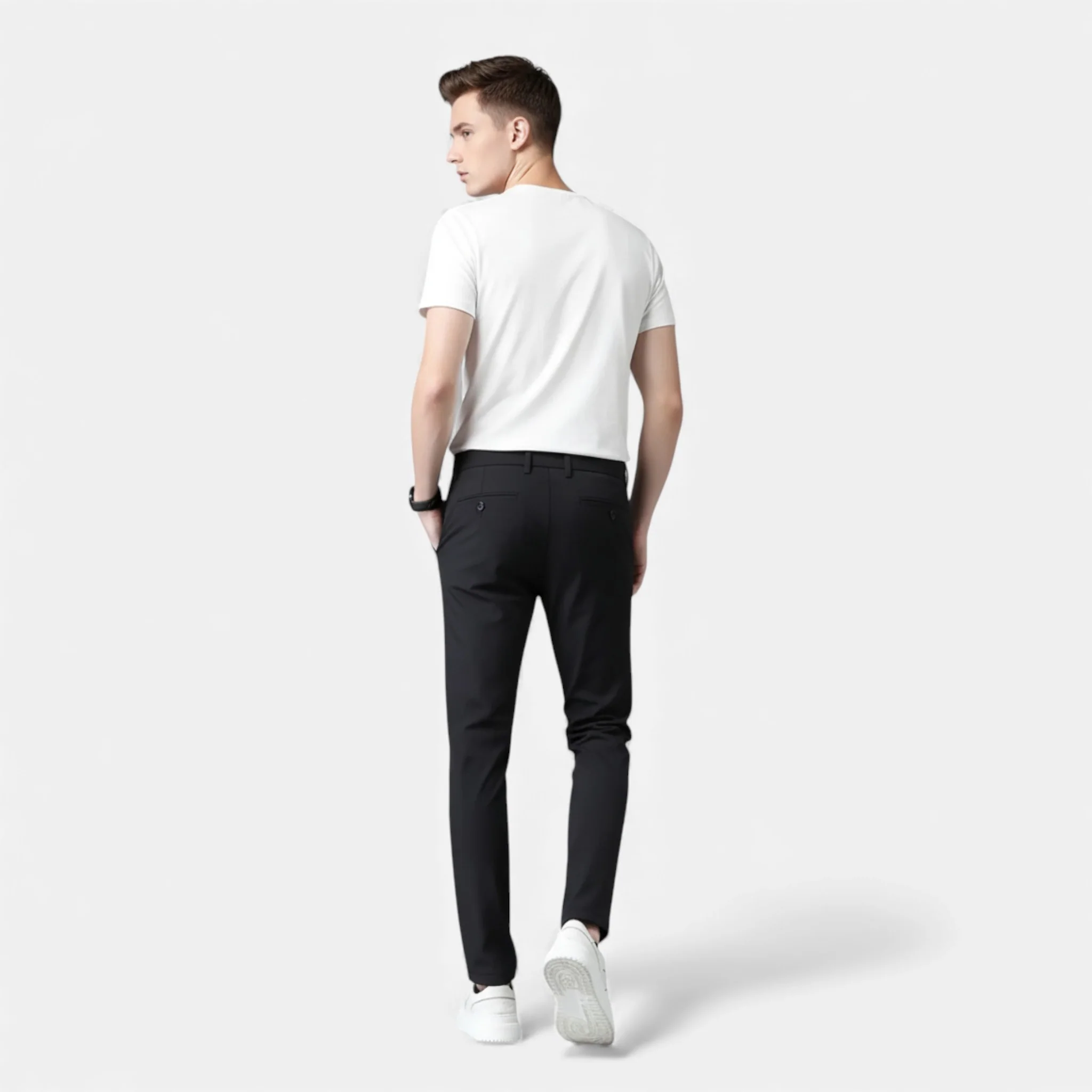 Men’s Mid-Rise Straight Leg Slim Fit Trousers - Image 6