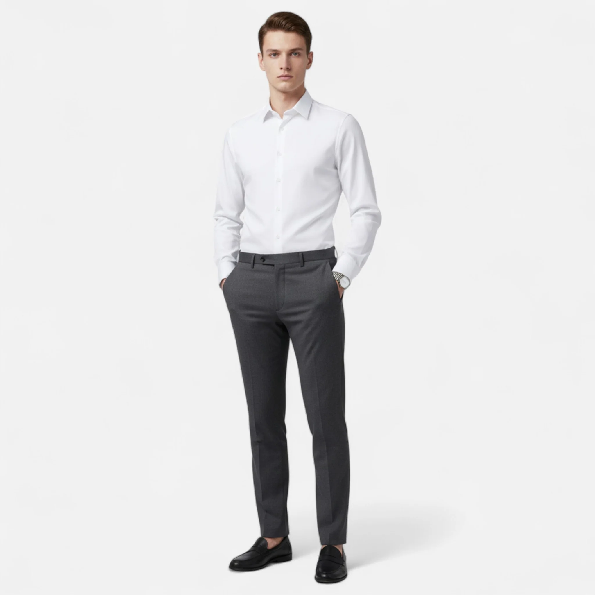 Men’s Slim-Fit Long-Sleeve Shirt with Stretch - Image 12
