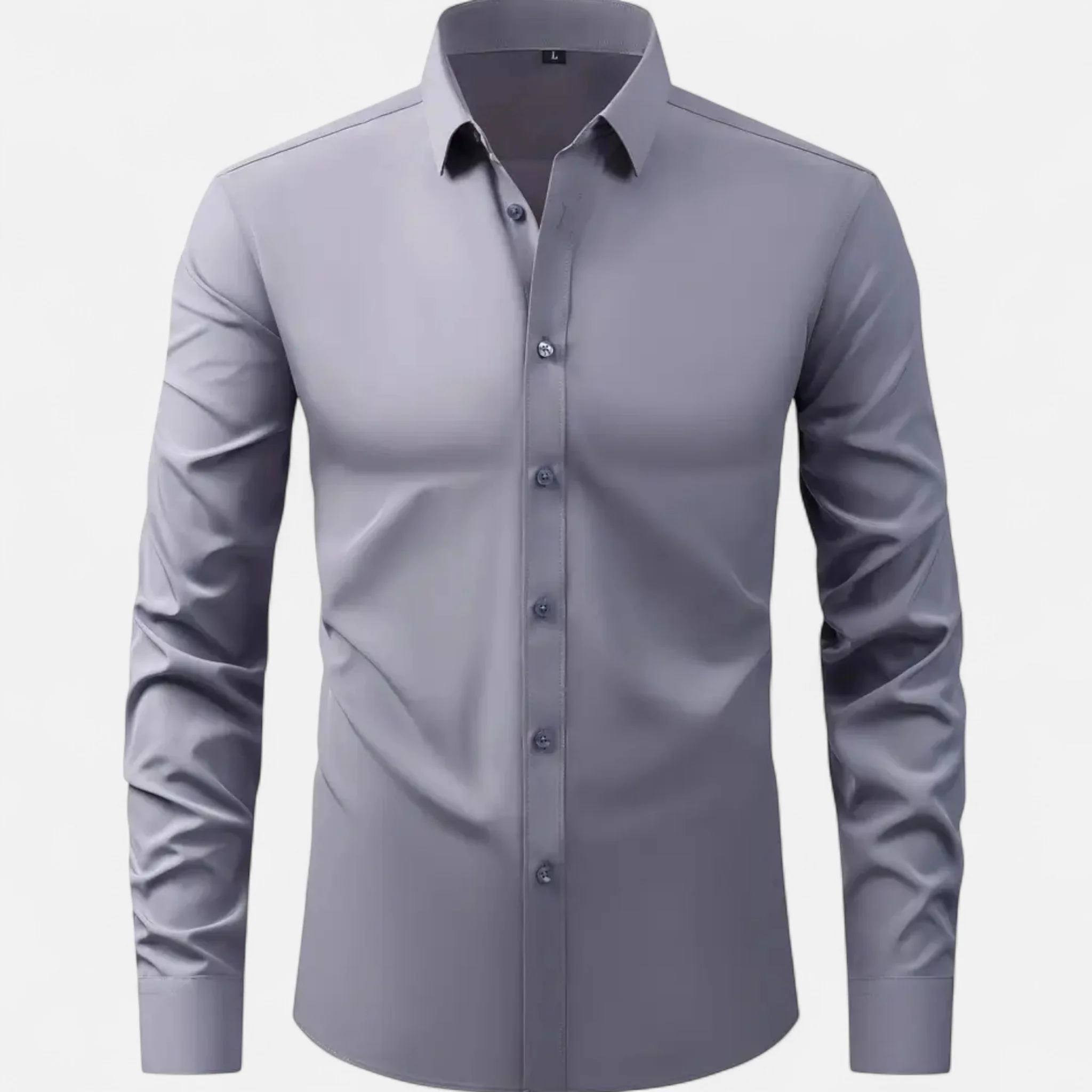 Men’s Slim-Fit Long-Sleeve Shirt with Stretch - Image 4