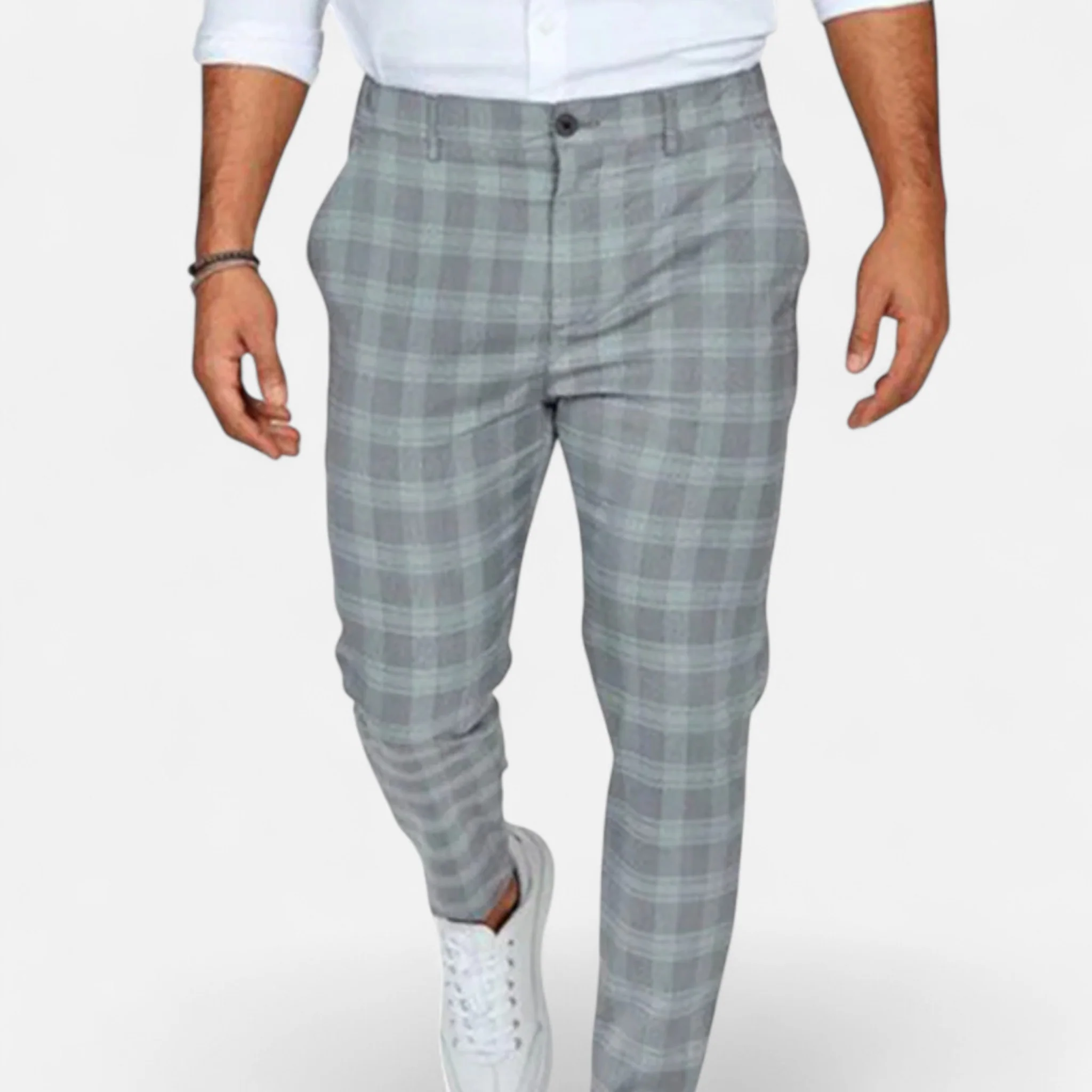 Men’s Slim-Fit Plaid Ankle-Length Pants - Image 4