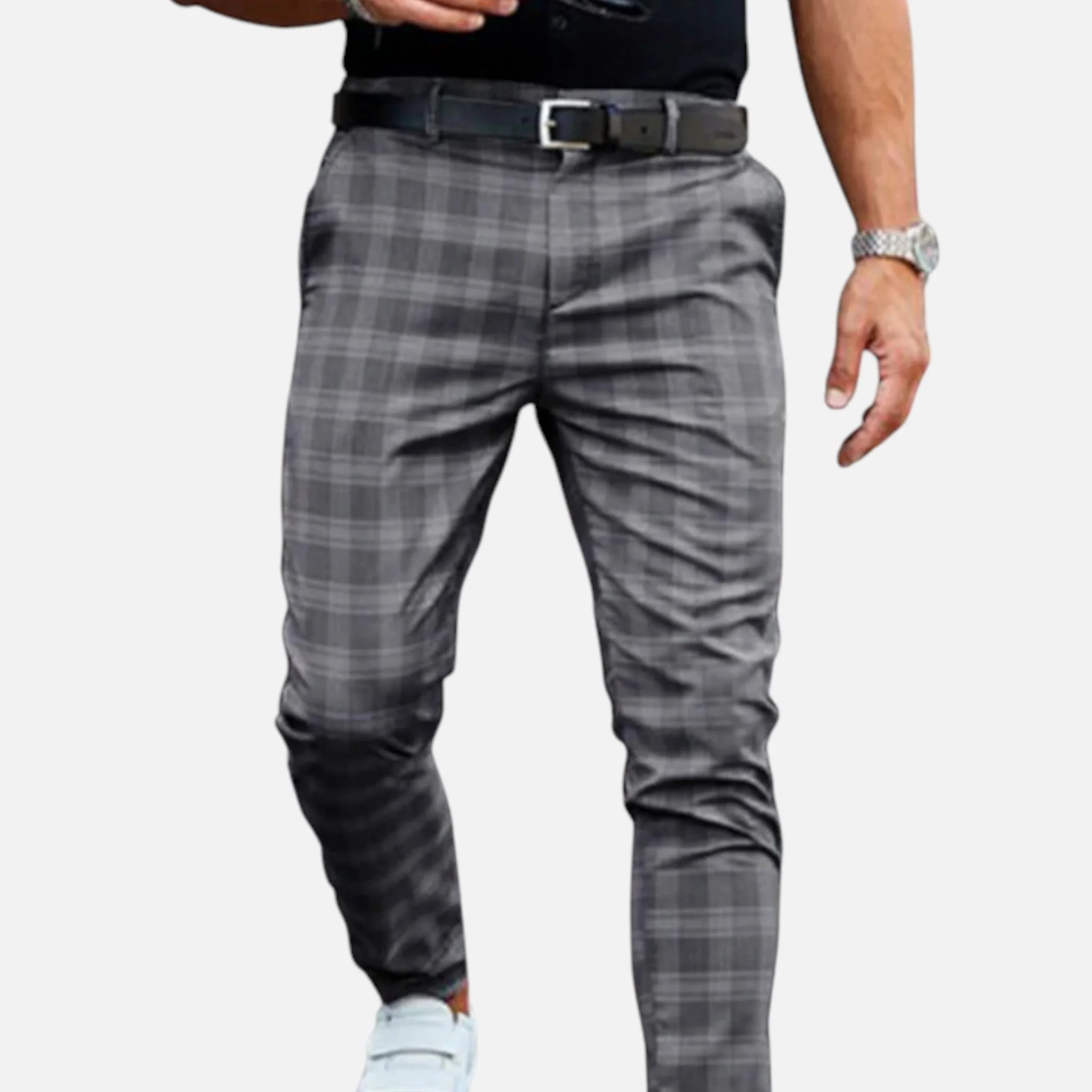 Men’s Slim-Fit Plaid Ankle-Length Pants - Image 5