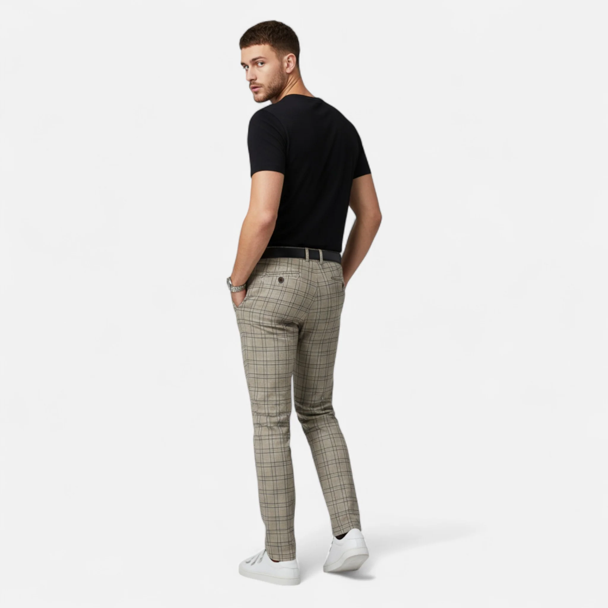 Men’s Slim-Fit Plaid Ankle-Length Pants - Image 6