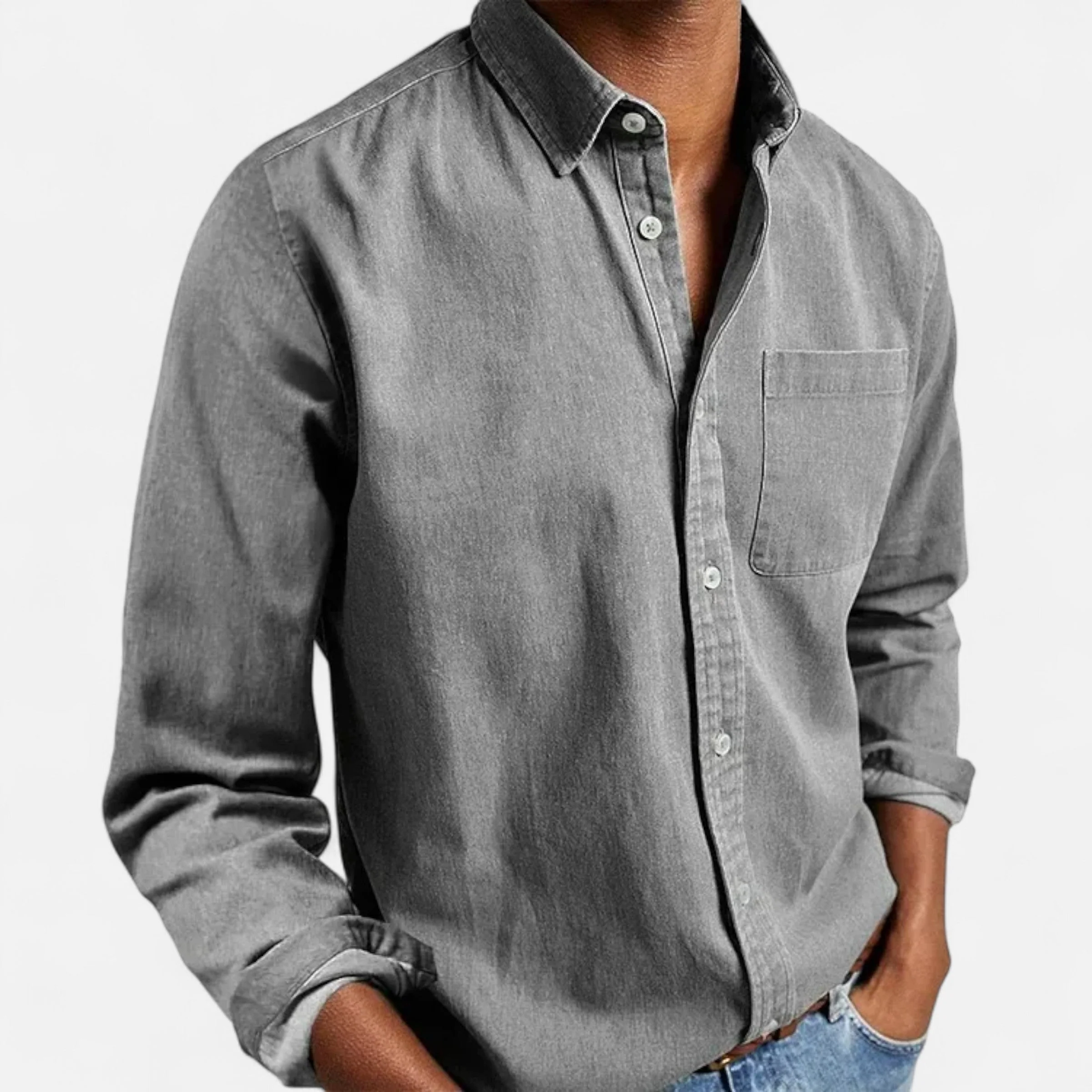 Men’s Solid Long-Sleeve Shirt - Image 10