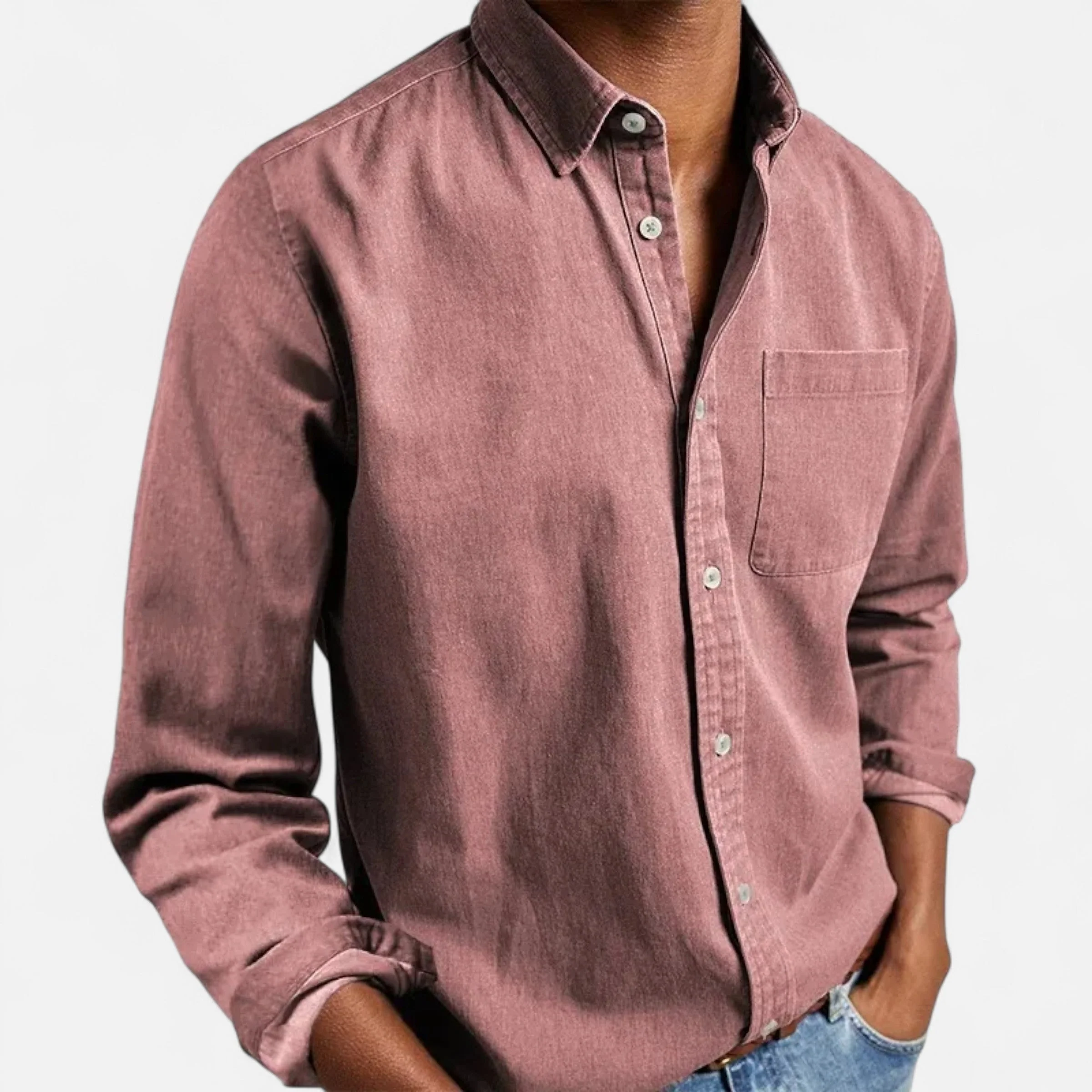 Men’s Solid Long-Sleeve Shirt - Image 11