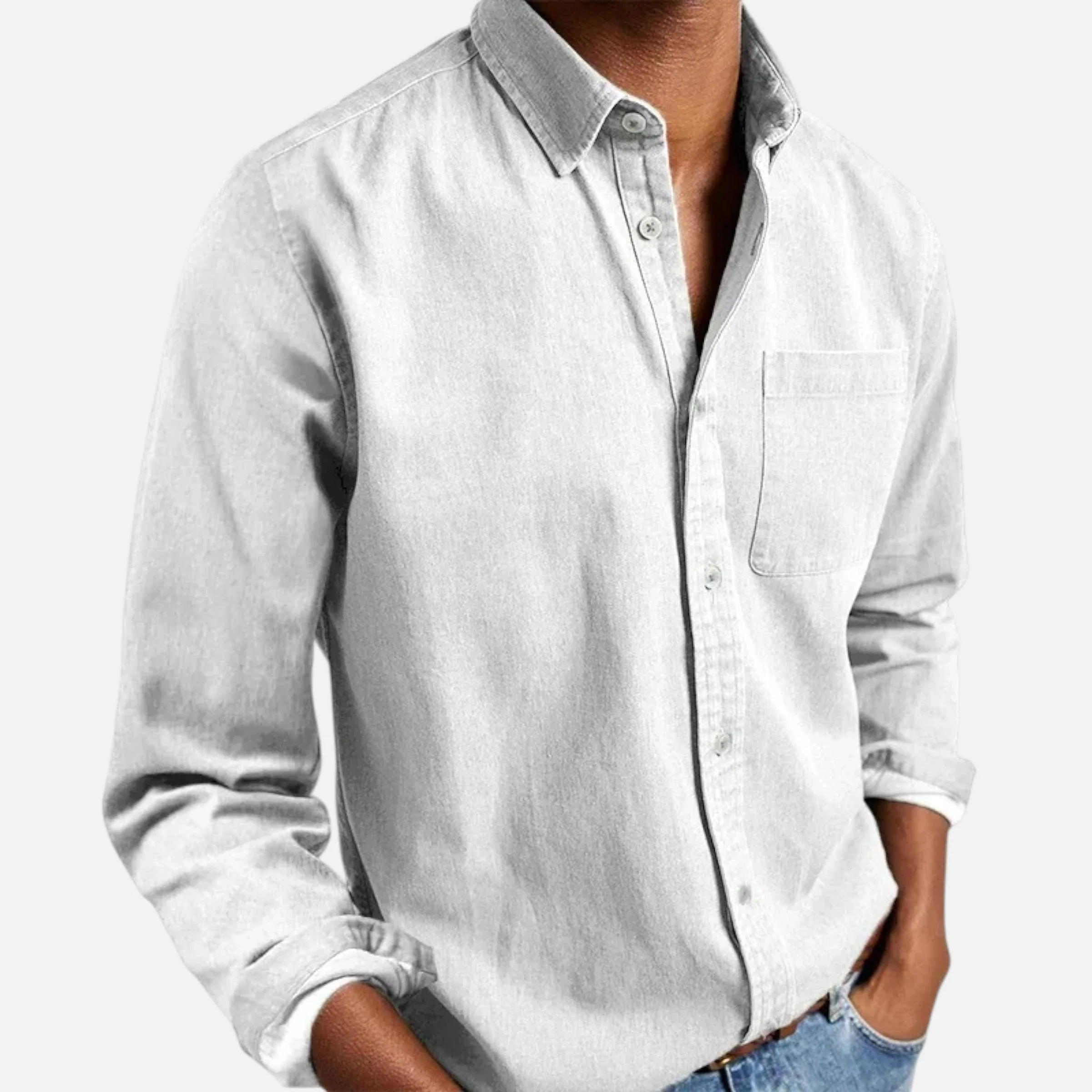 Men’s Solid Long-Sleeve Shirt - Image 12