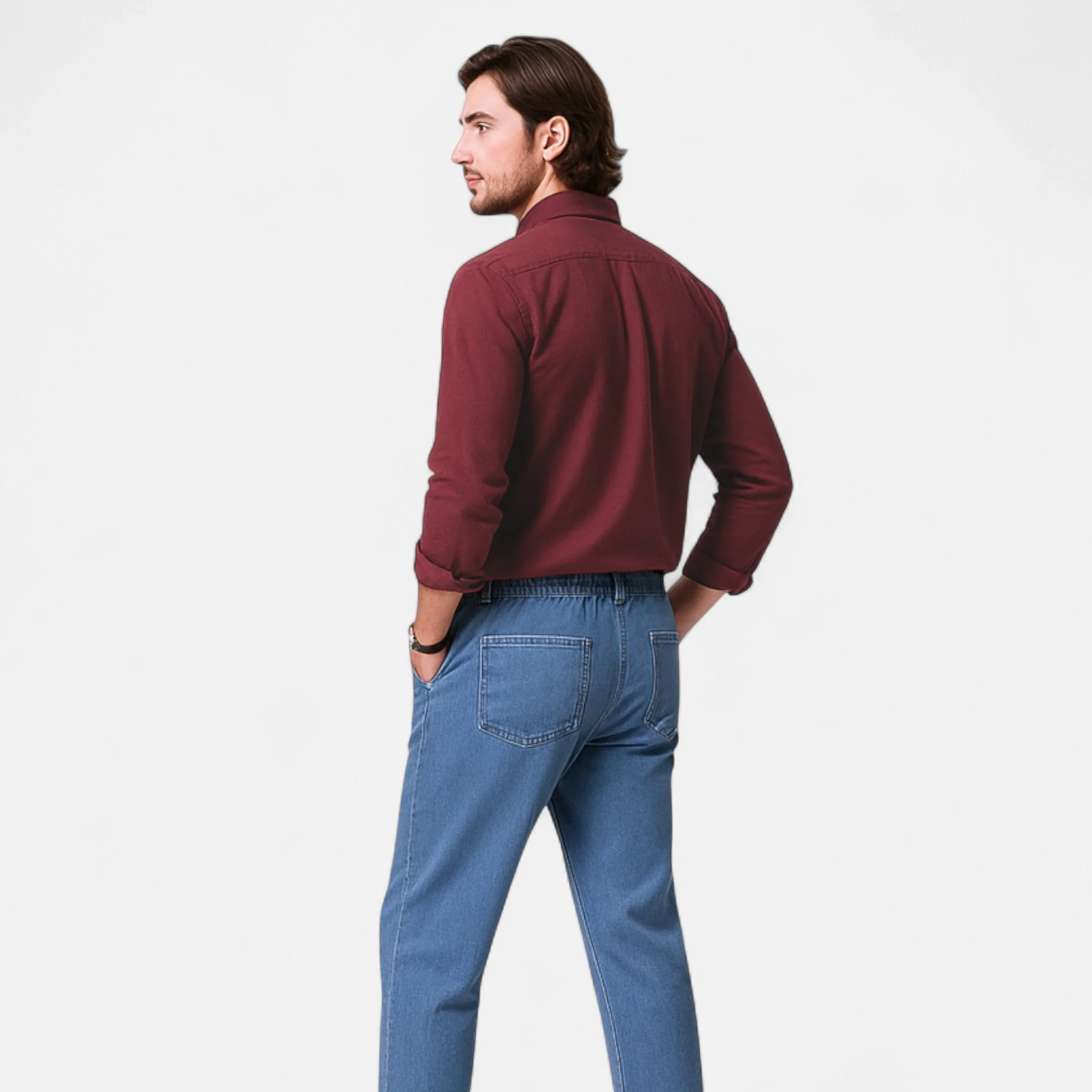 Men’s Solid Long-Sleeve Shirt - Image 3