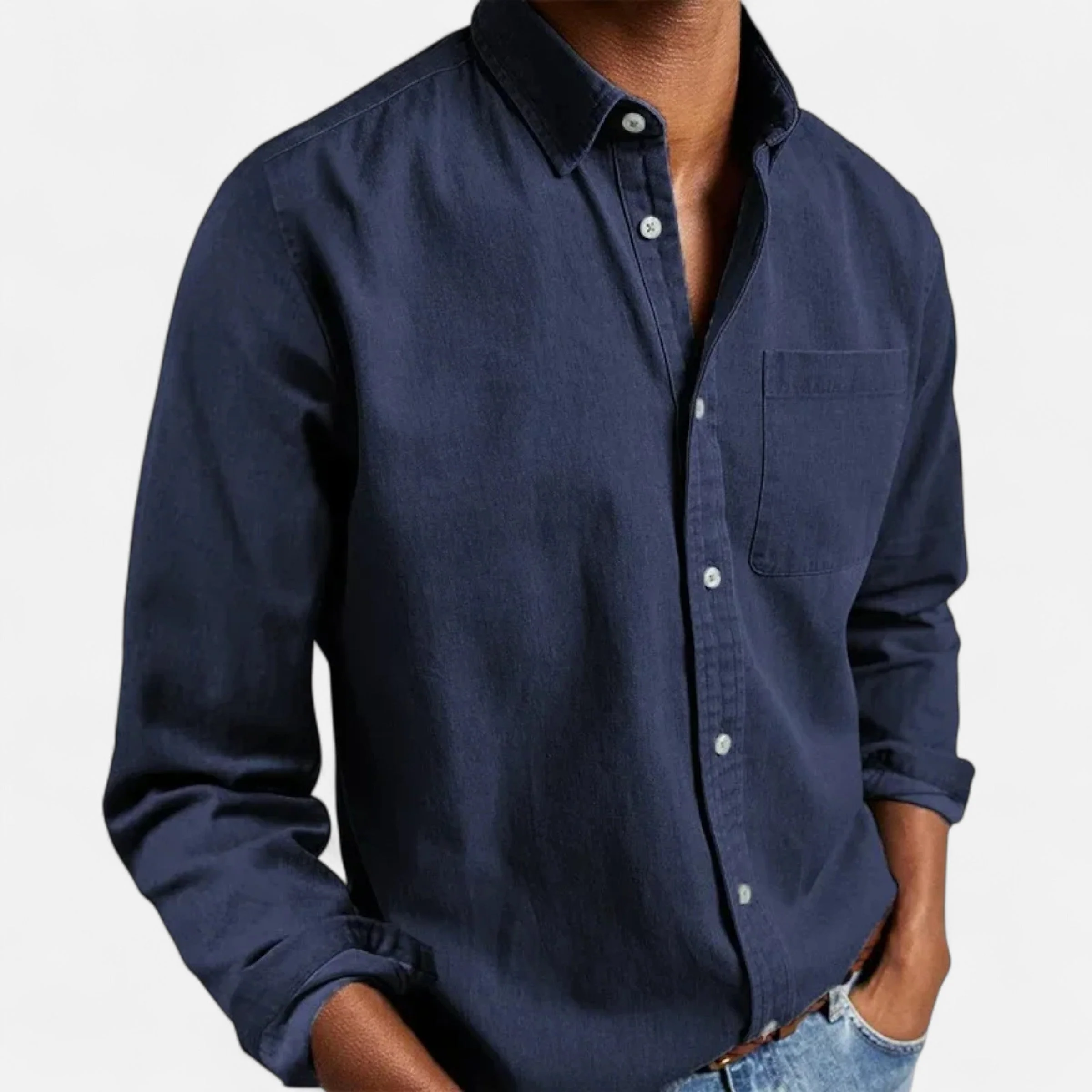 Men’s Solid Long-Sleeve Shirt - Image 4