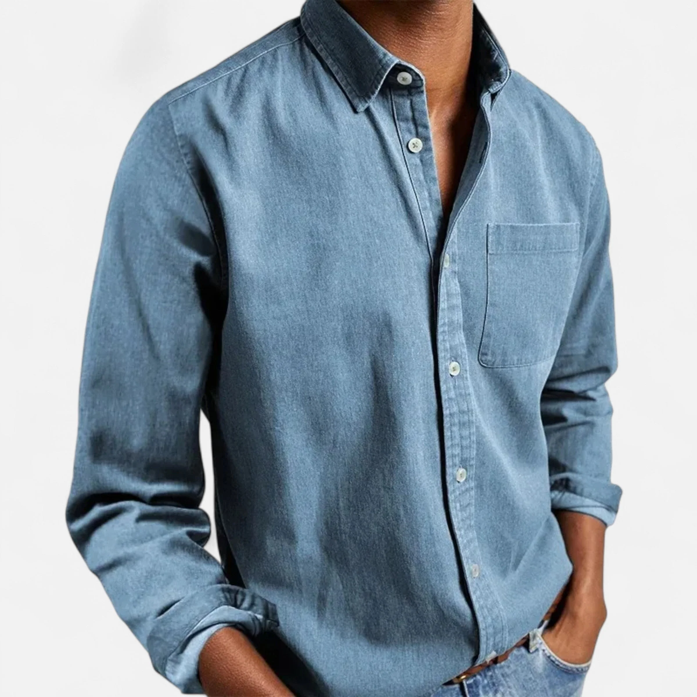 Men’s Solid Long-Sleeve Shirt - Image 5