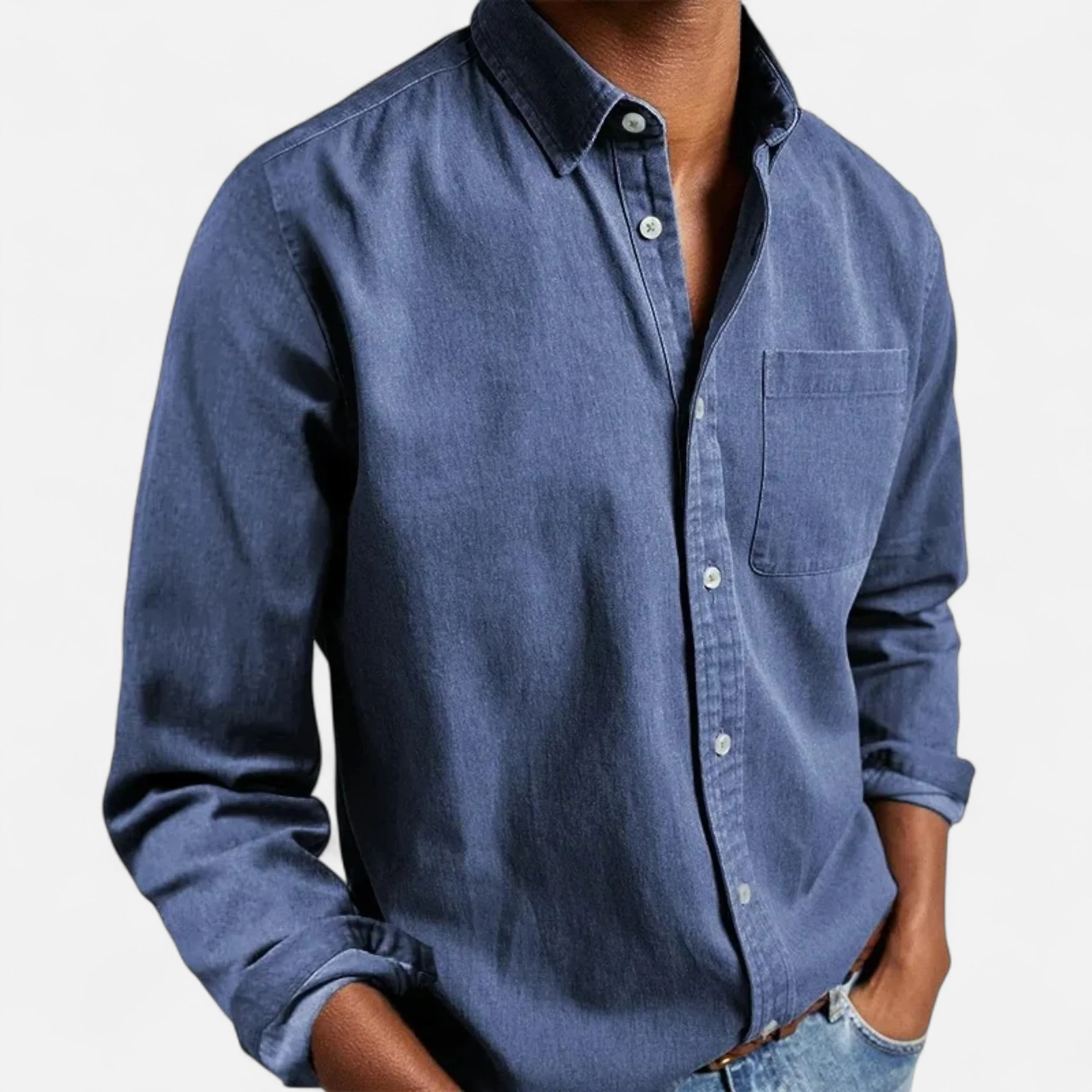 Men’s Solid Long-Sleeve Shirt - Image 6