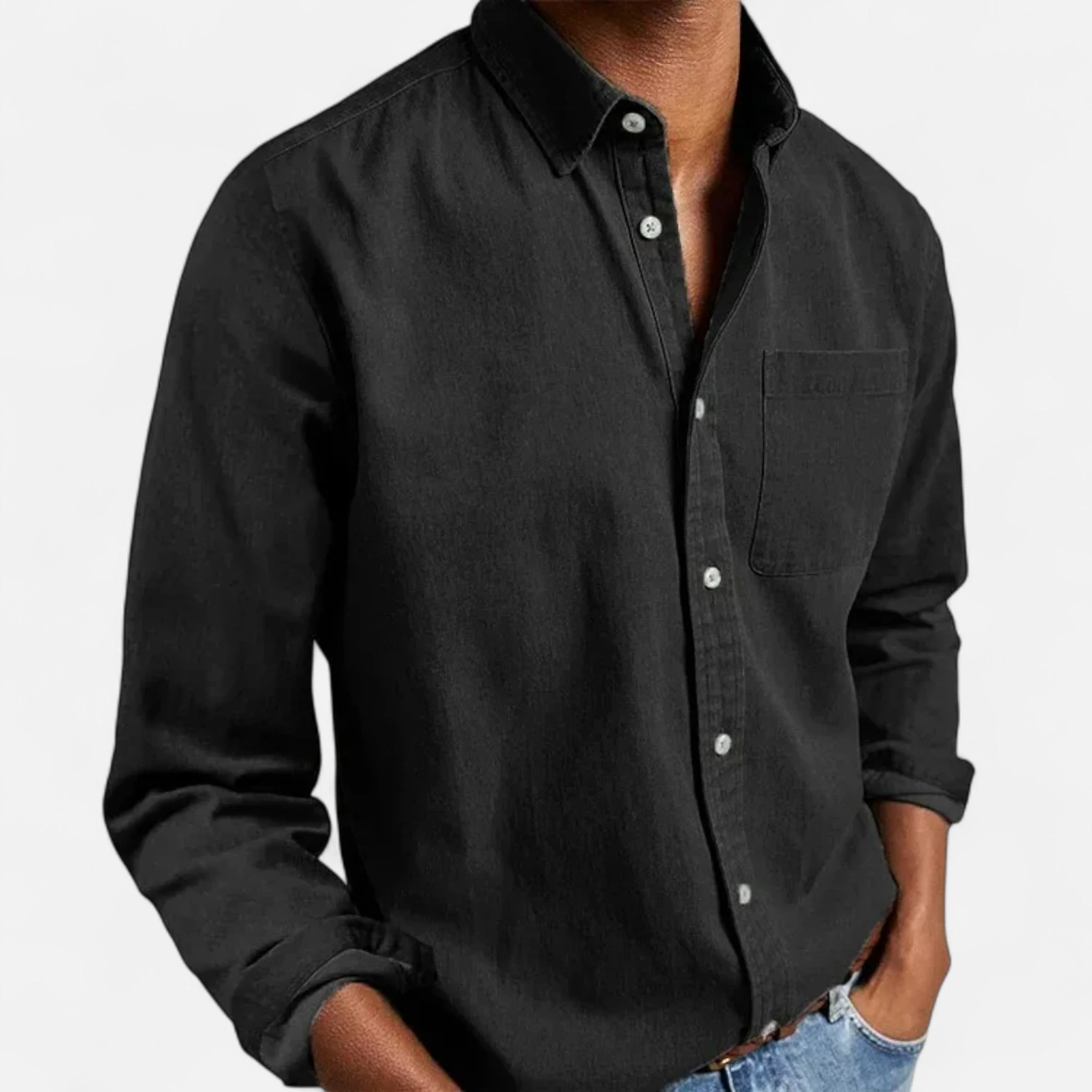 Men’s Solid Long-Sleeve Shirt - Image 7