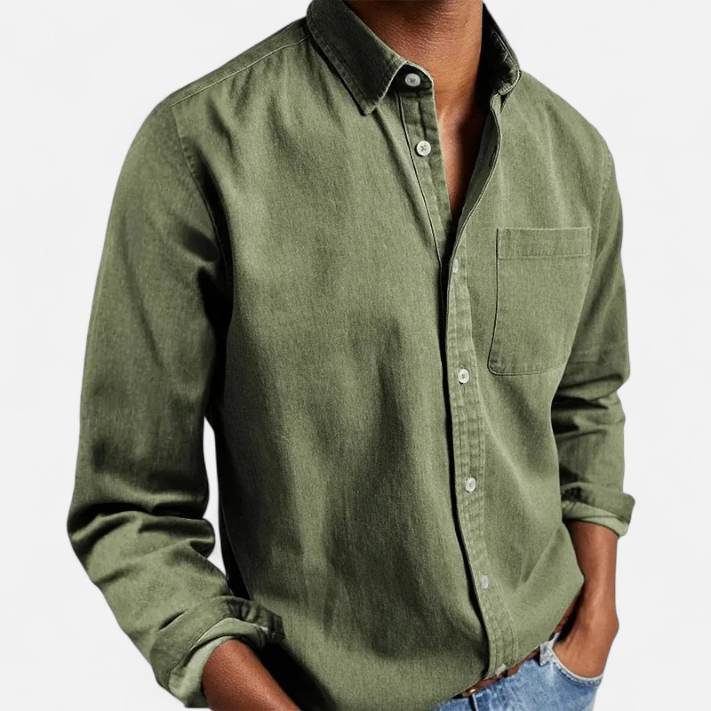 Men’s Solid Long-Sleeve Shirt - Image 9
