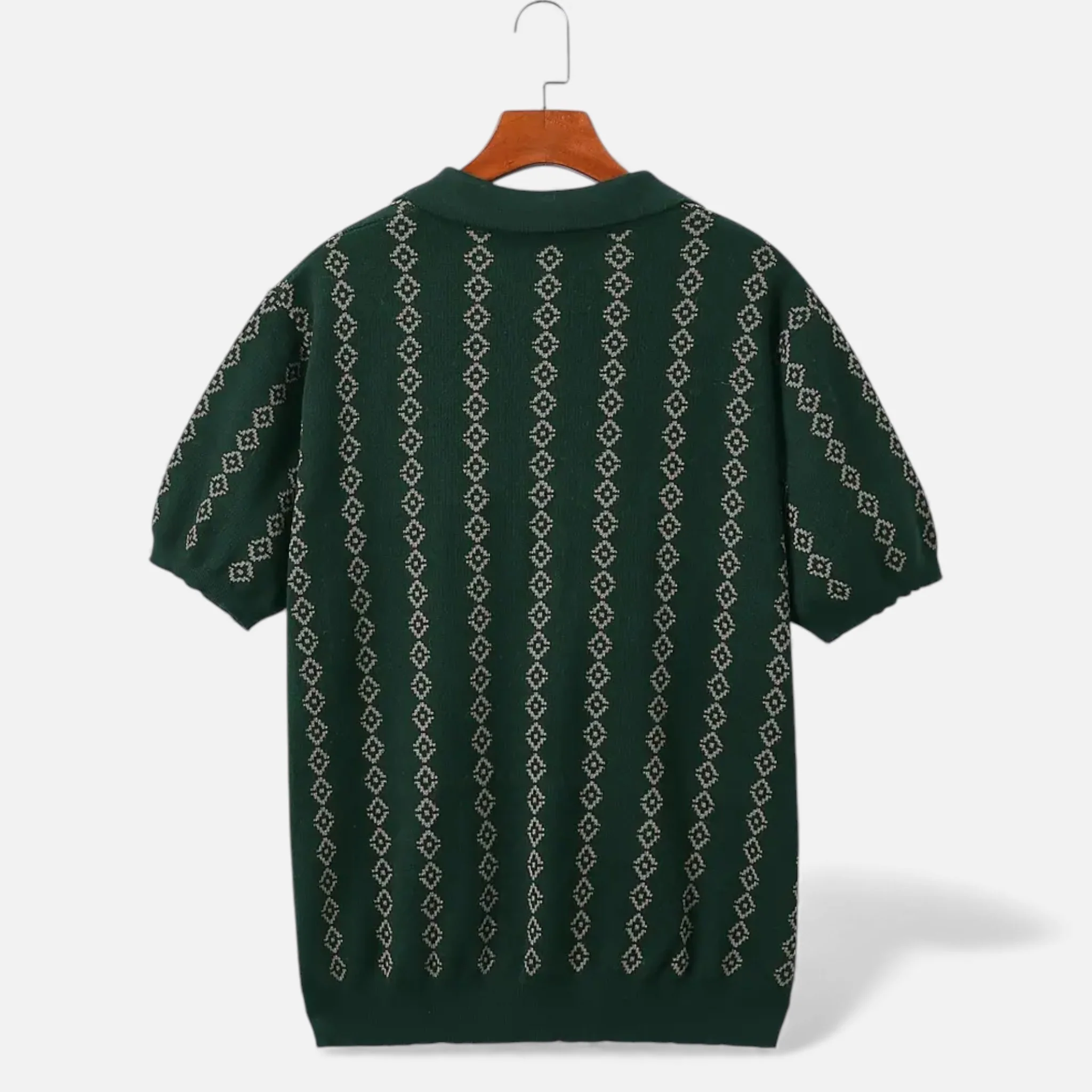 Men’s V-Neck Knit Sweater – Short Sleeve, Textured Design - Image 5