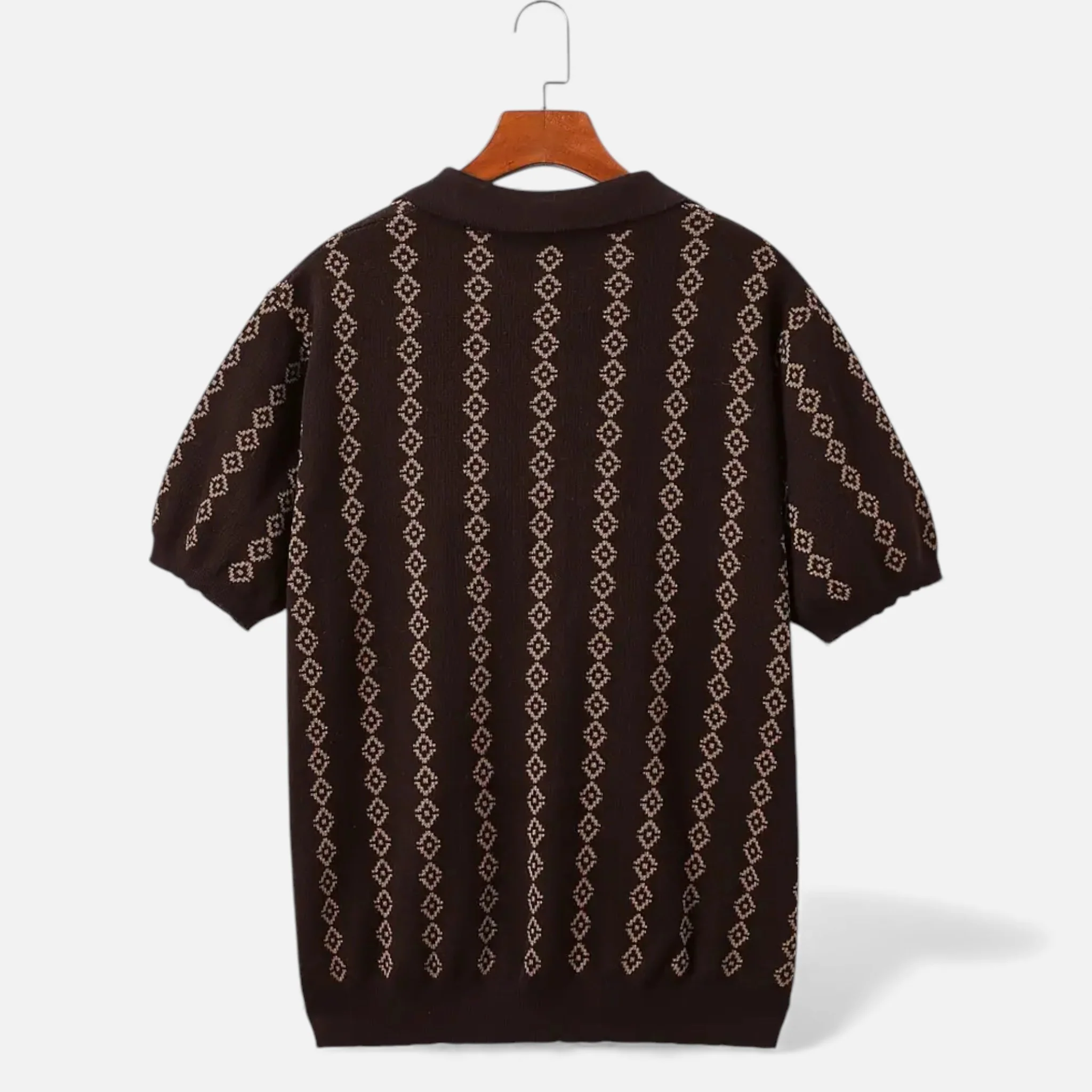 Men’s V-Neck Knit Sweater – Short Sleeve, Textured Design - Image 6