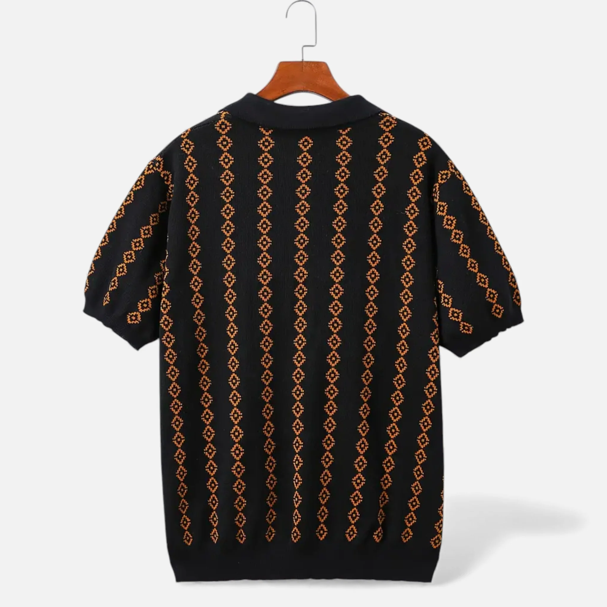 Men’s V-Neck Knit Sweater – Short Sleeve, Textured Design - Image 9