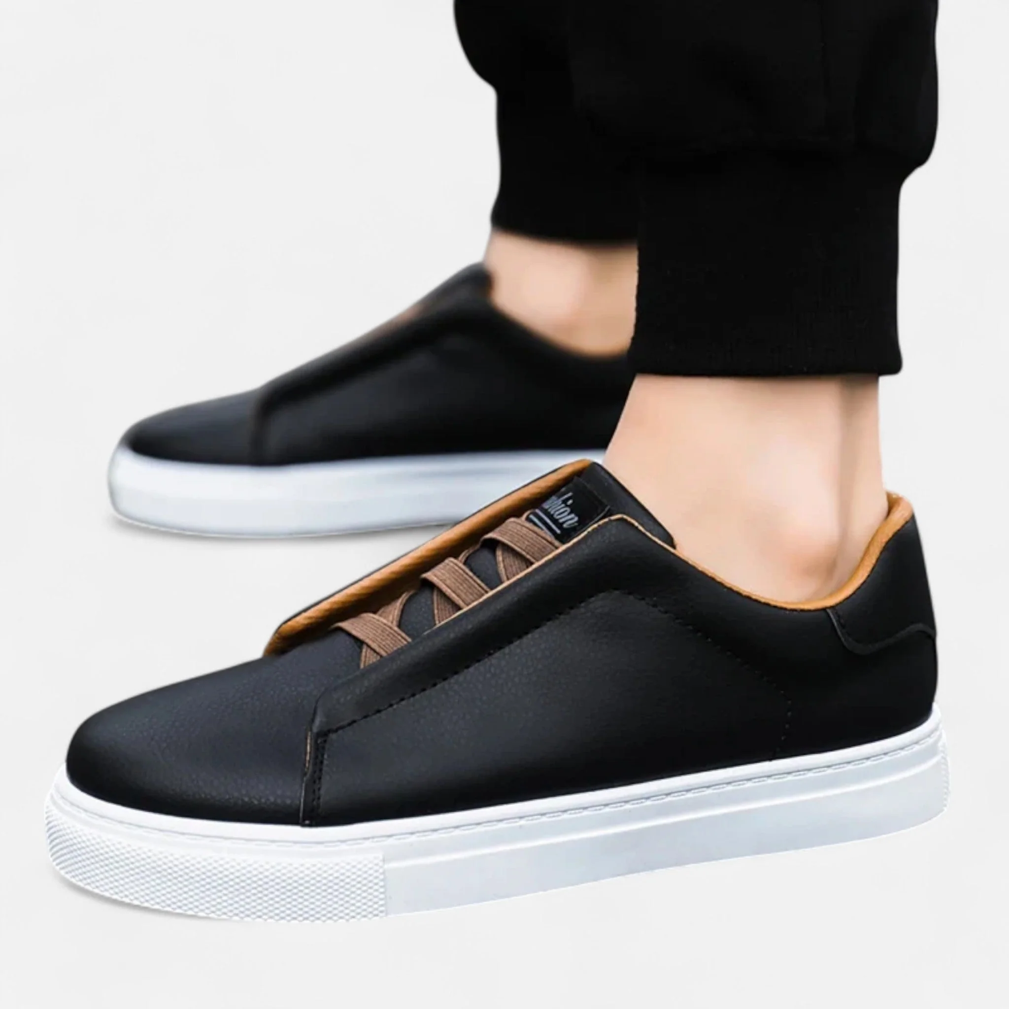 Men's Premium Leather Look Slip-On Sneakers - Image 14