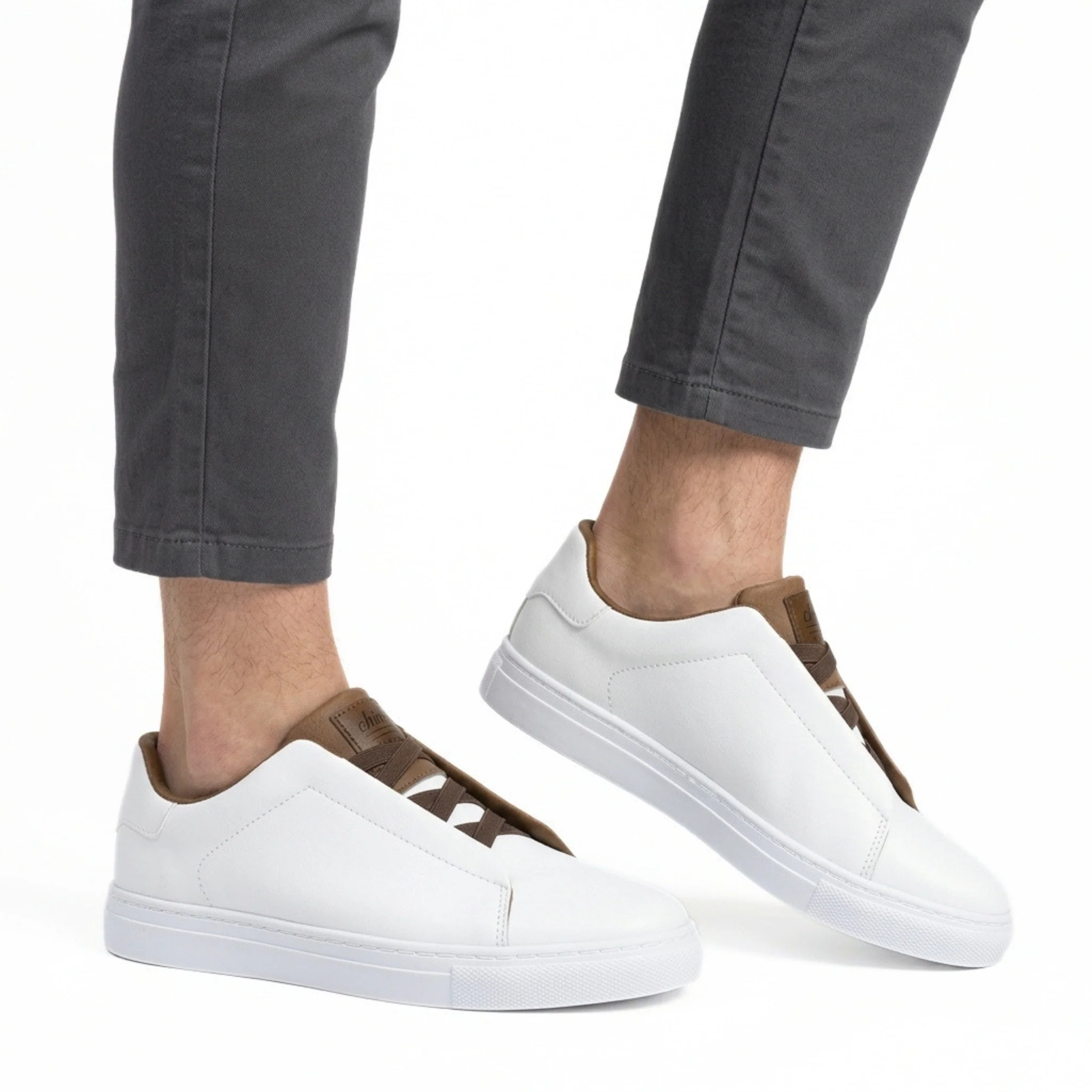 Men's Premium Leather Look Slip-On Sneakers - Image 2