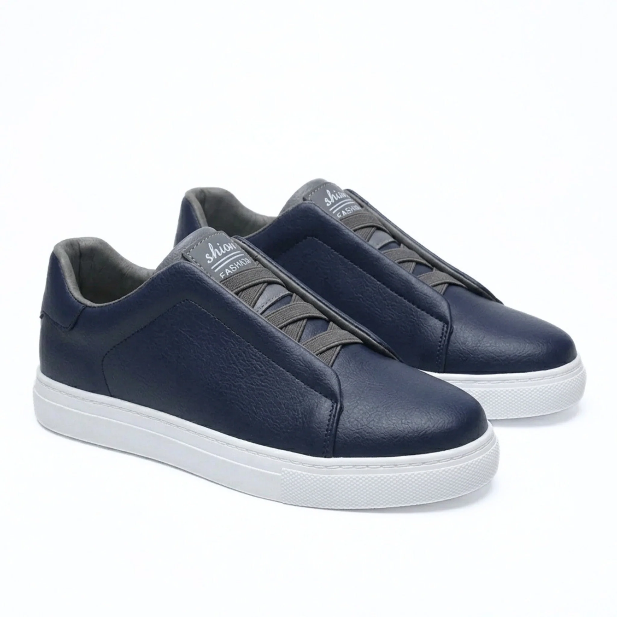 Men's Premium Leather Look Slip-On Sneakers - Image 3
