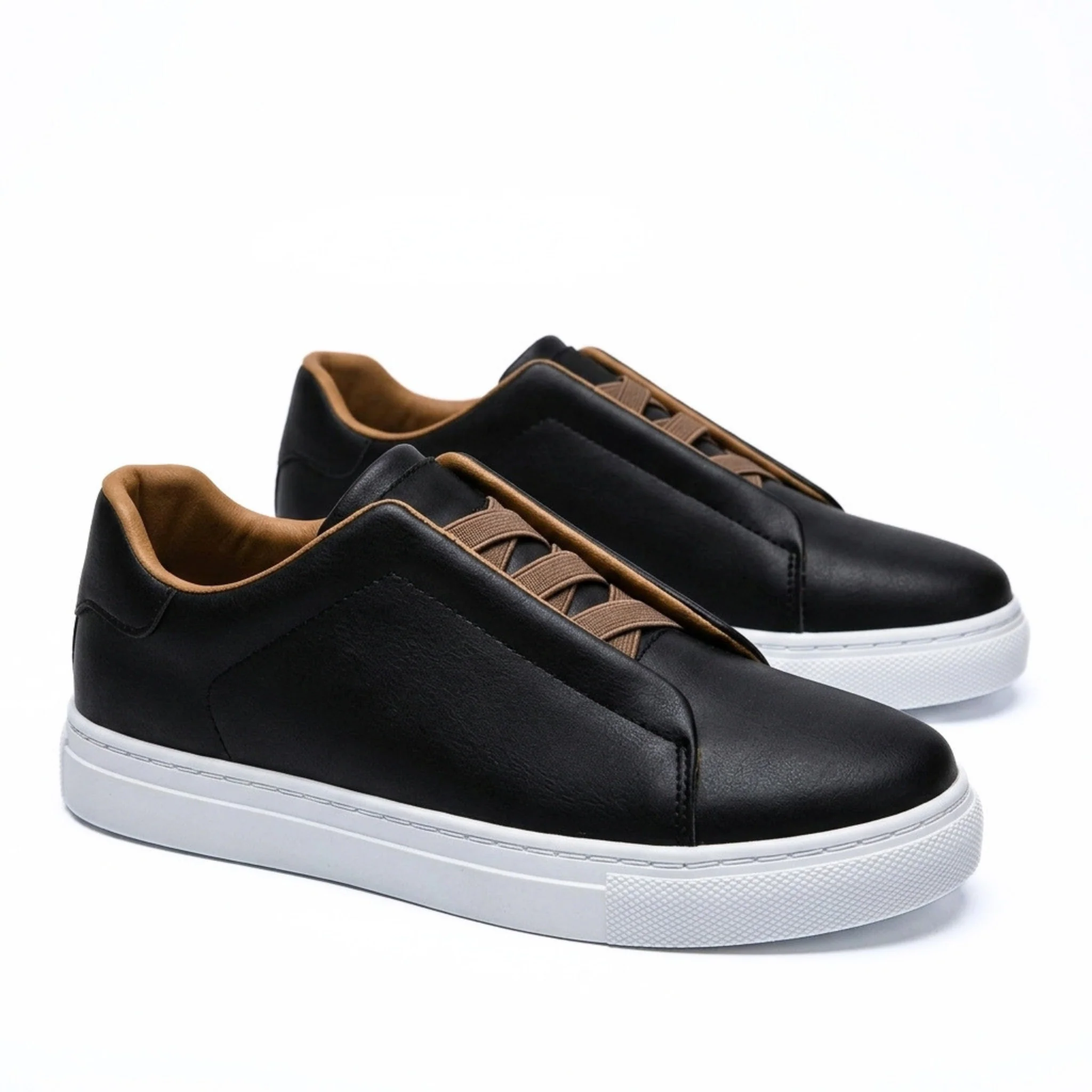 Men's Premium Leather Look Slip-On Sneakers - Image 5