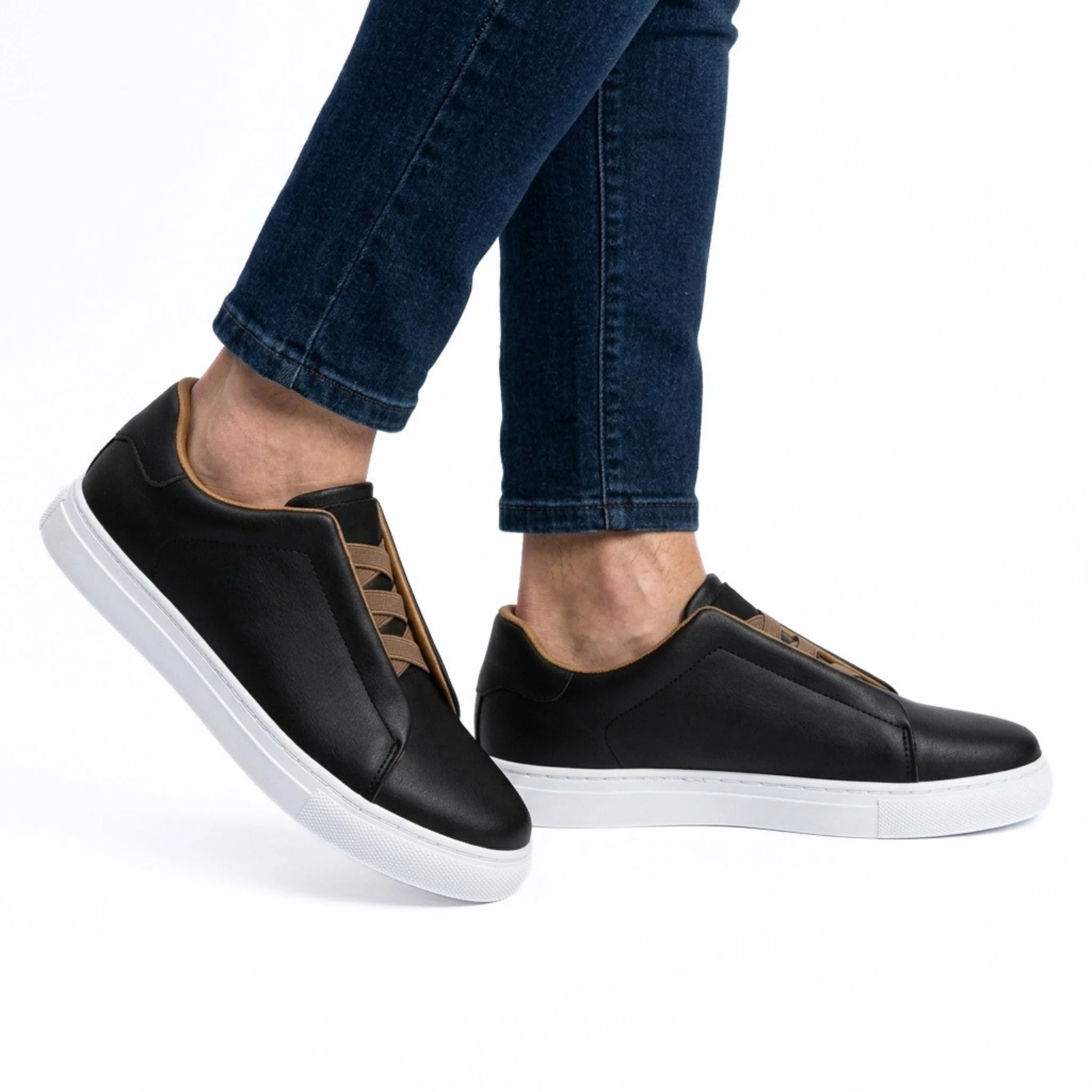 Men's Premium Leather Look Slip-On Sneakers - Image 6