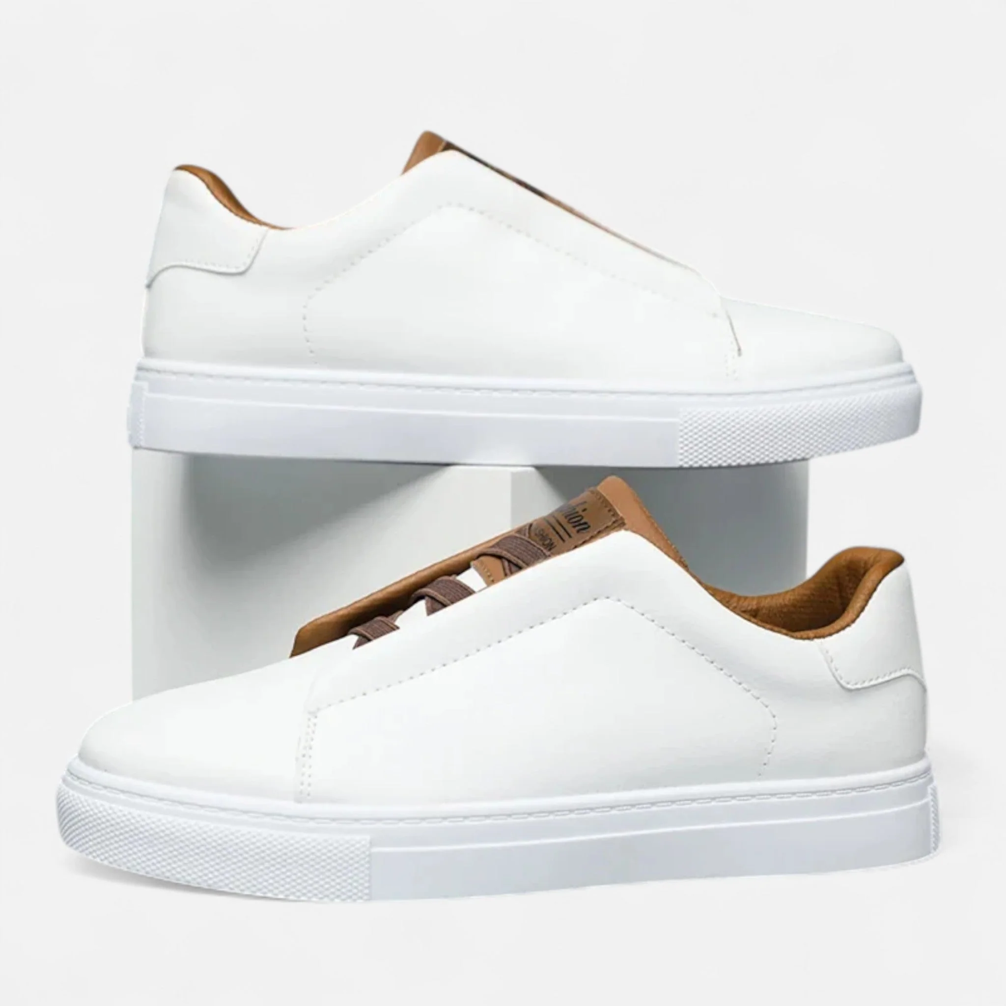 Men's Premium Leather Look Slip-On Sneakers - Image 7