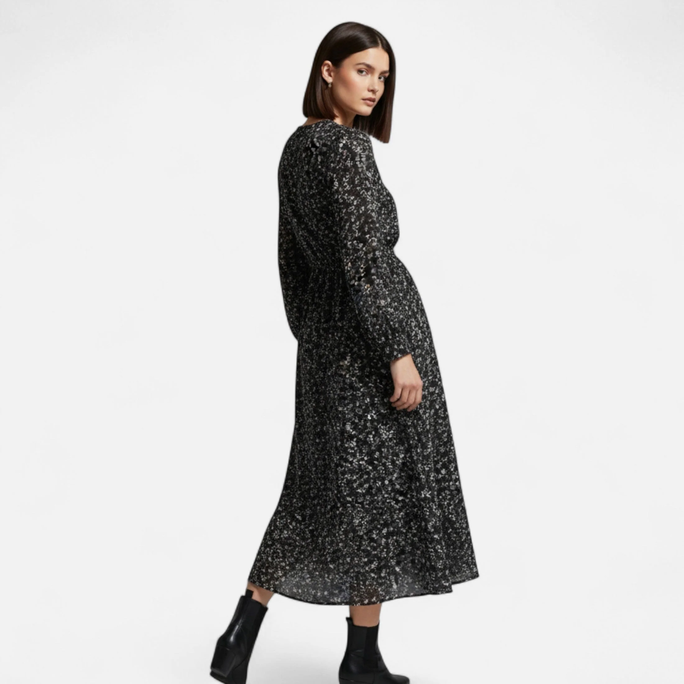 Women’s Autumn Chiffon Elegance Dress - Image 3