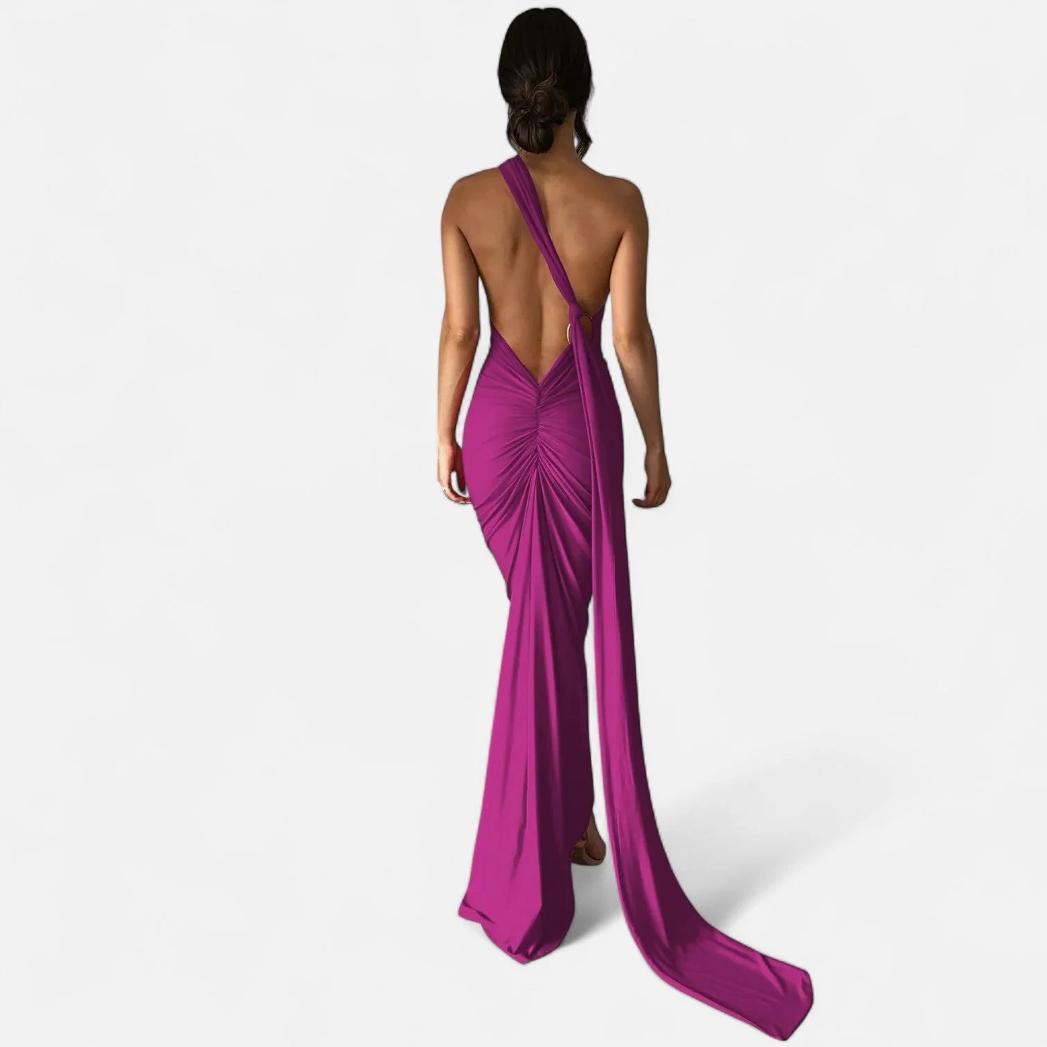 Women’s Backless Scarf-Tie Evening Dress - Image 10