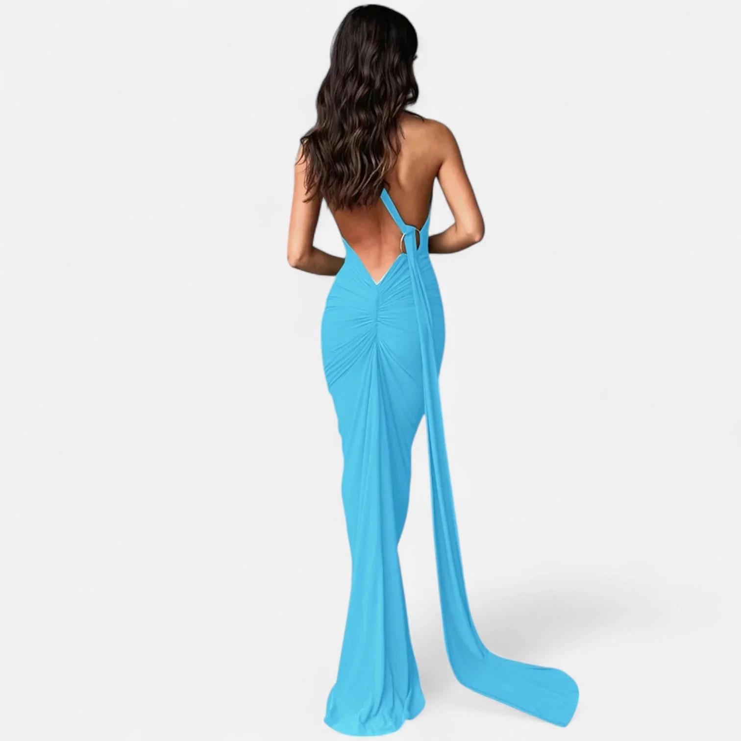 Women’s Backless Scarf-Tie Evening Dress - Image 17