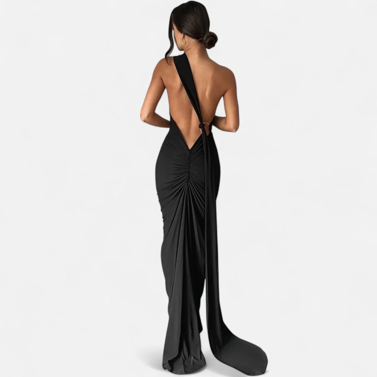 Women’s Backless Scarf-Tie Evening Dress - Image 3