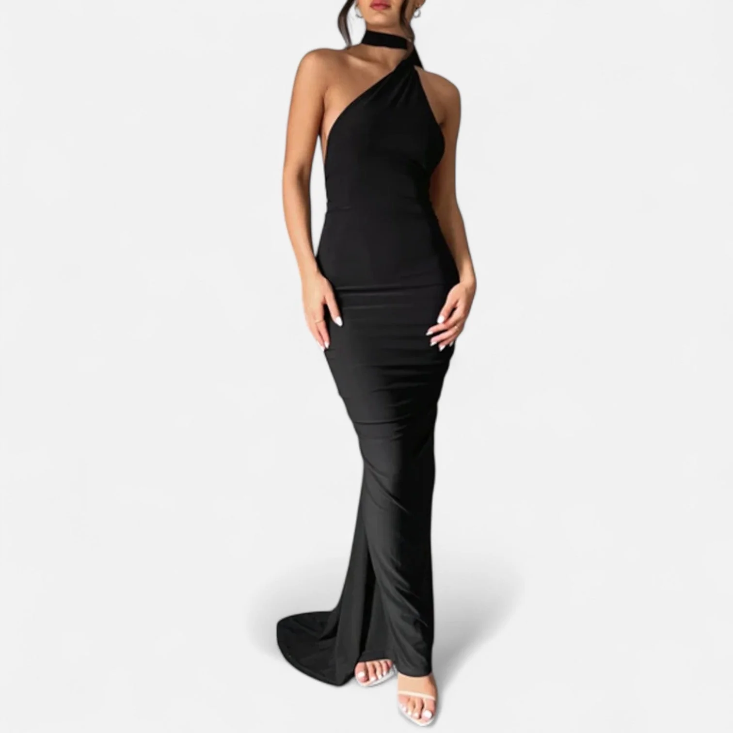 Women’s Backless Scarf-Tie Evening Dress - Image 4
