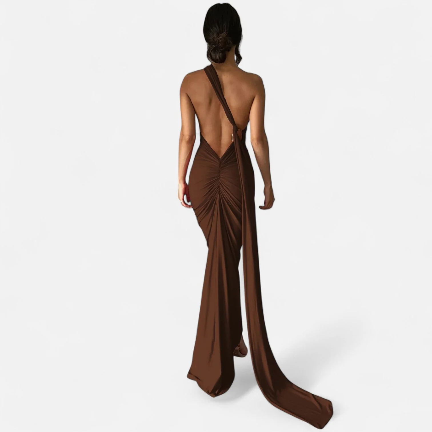 Women’s Backless Scarf-Tie Evening Dress - Image 5