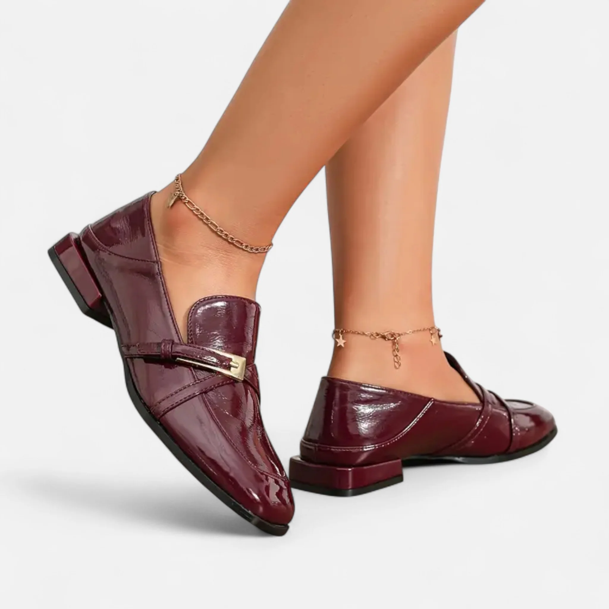 Women’s Burgundy Loafers with a Single Strap - Image 4