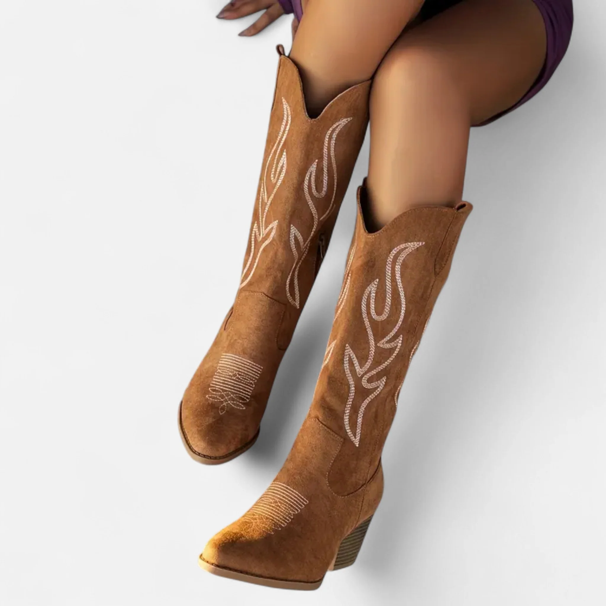 Women’s Chunky Heel Cowboy Boots - Image 4