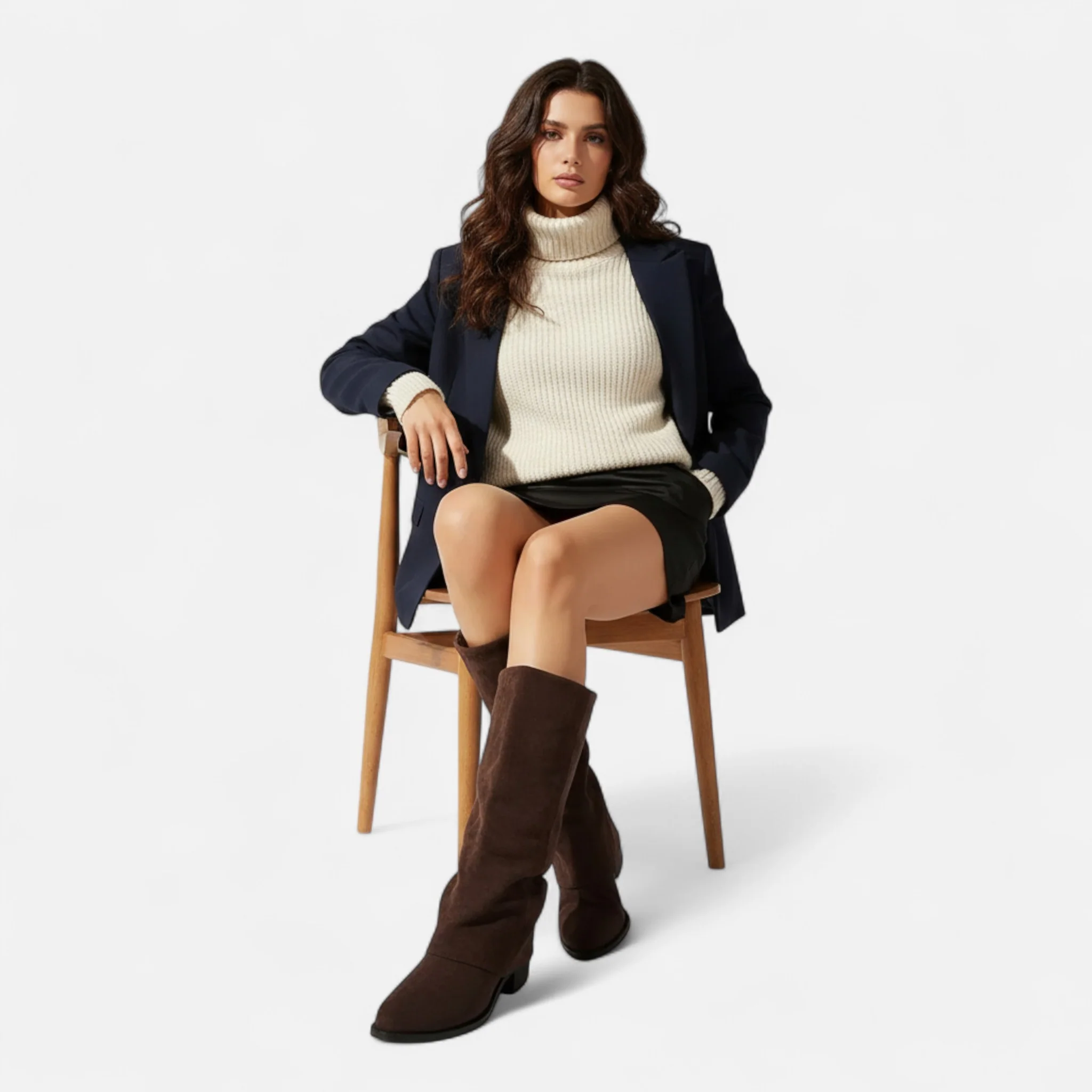 Women’s Chunky Heel Long Boots - Image 4