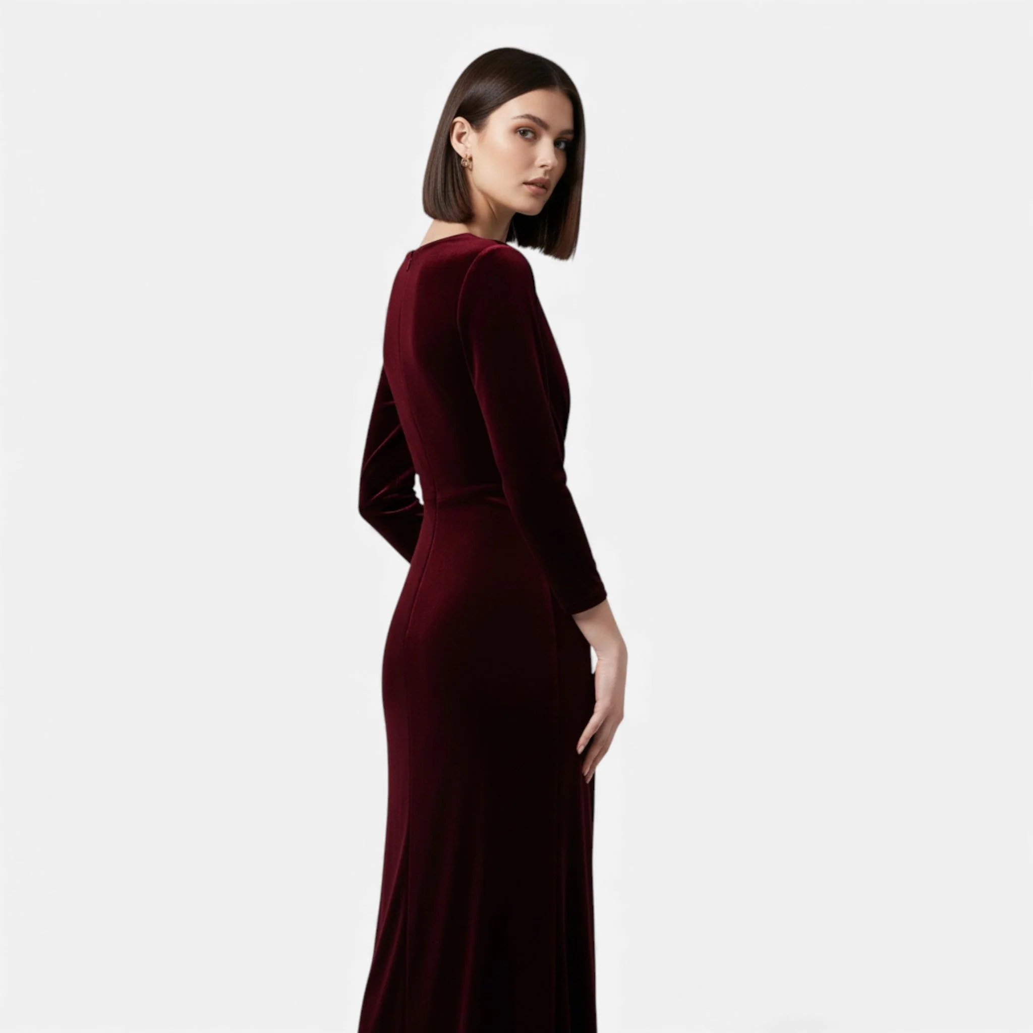 Women’s Draped Velvet Wrap Dress - Image 3