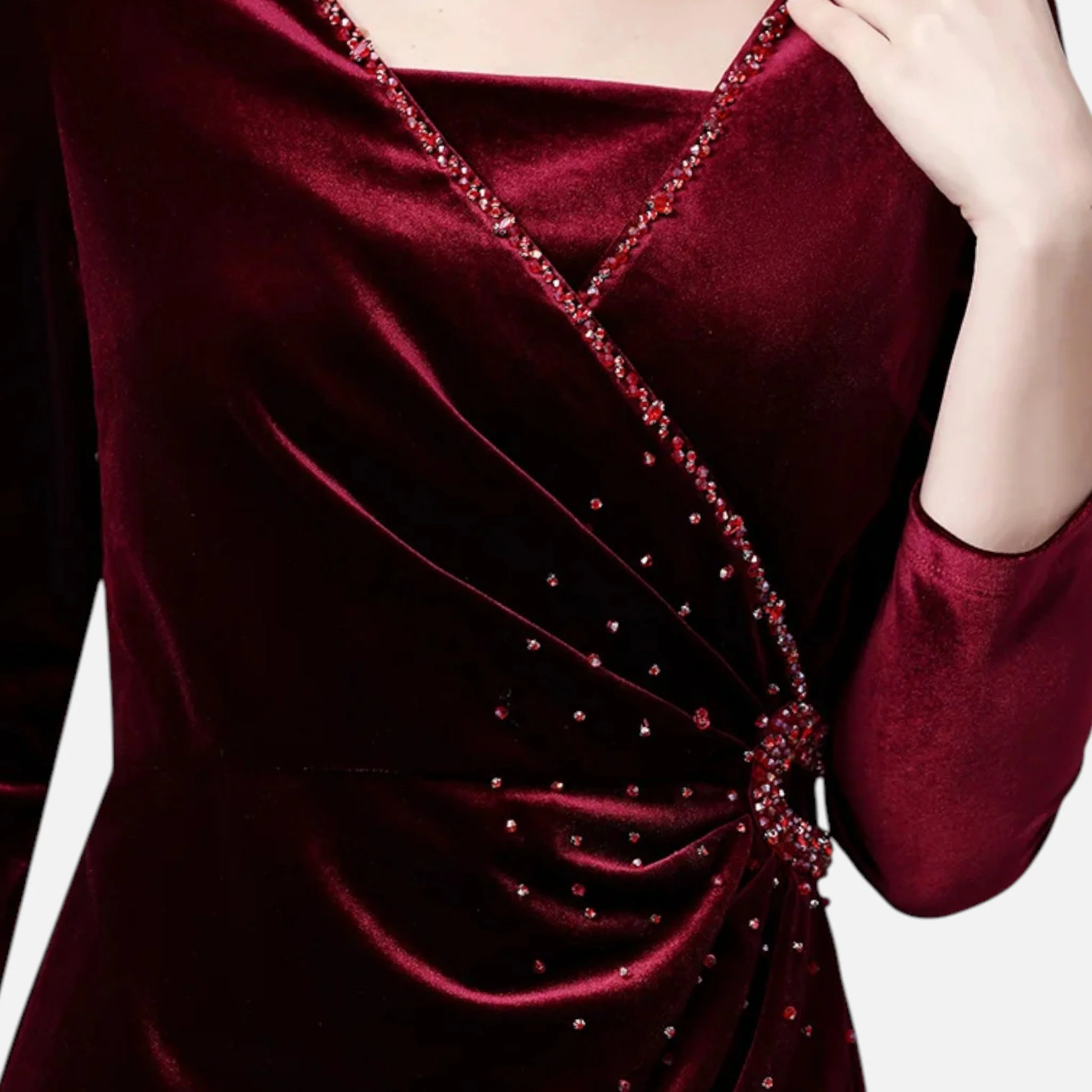 Women’s Draped Velvet Wrap Dress - Image 5