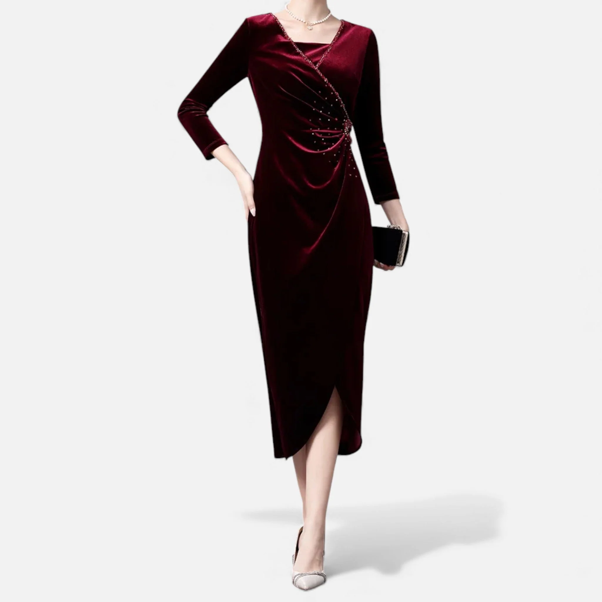 Women’s Draped Velvet Wrap Dress - Image 6