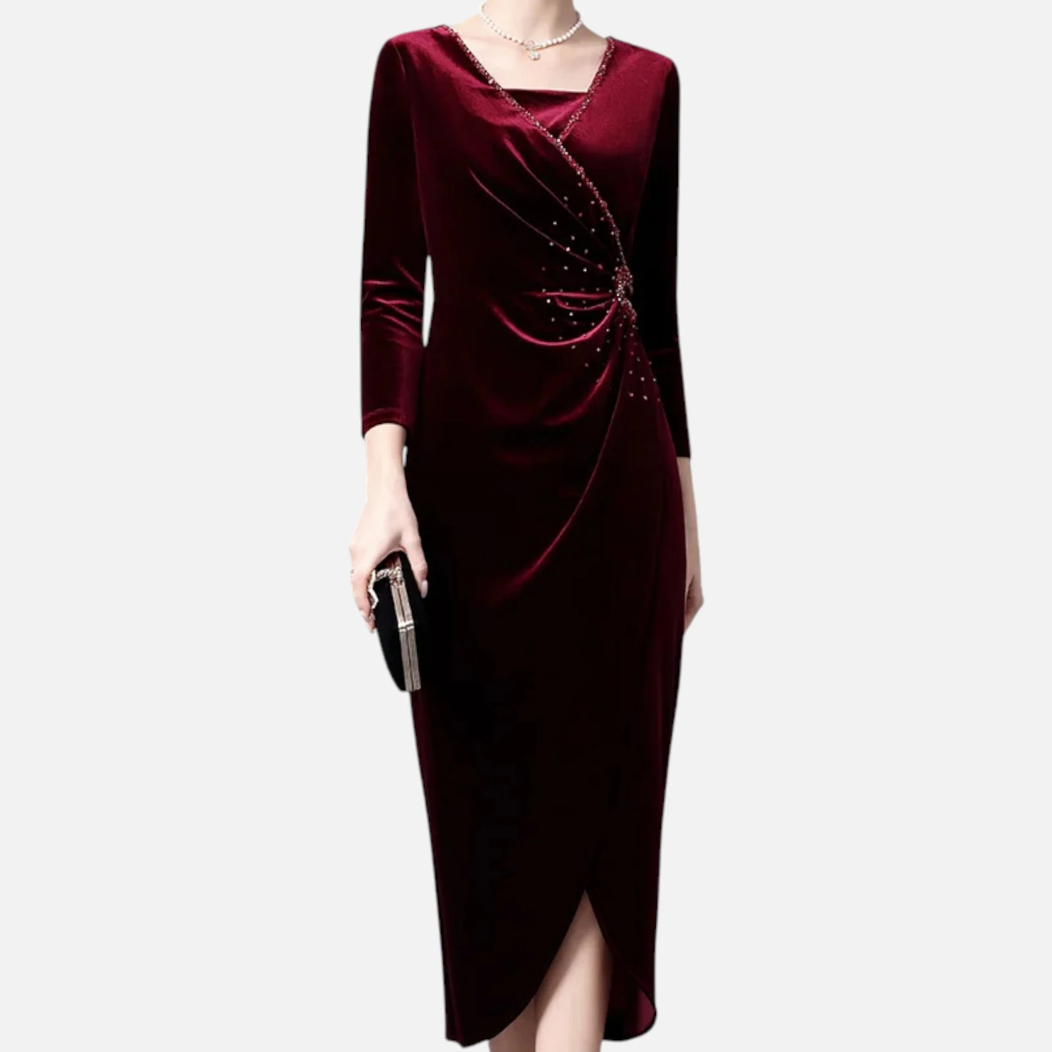 Women’s Draped Velvet Wrap Dress - Image 7
